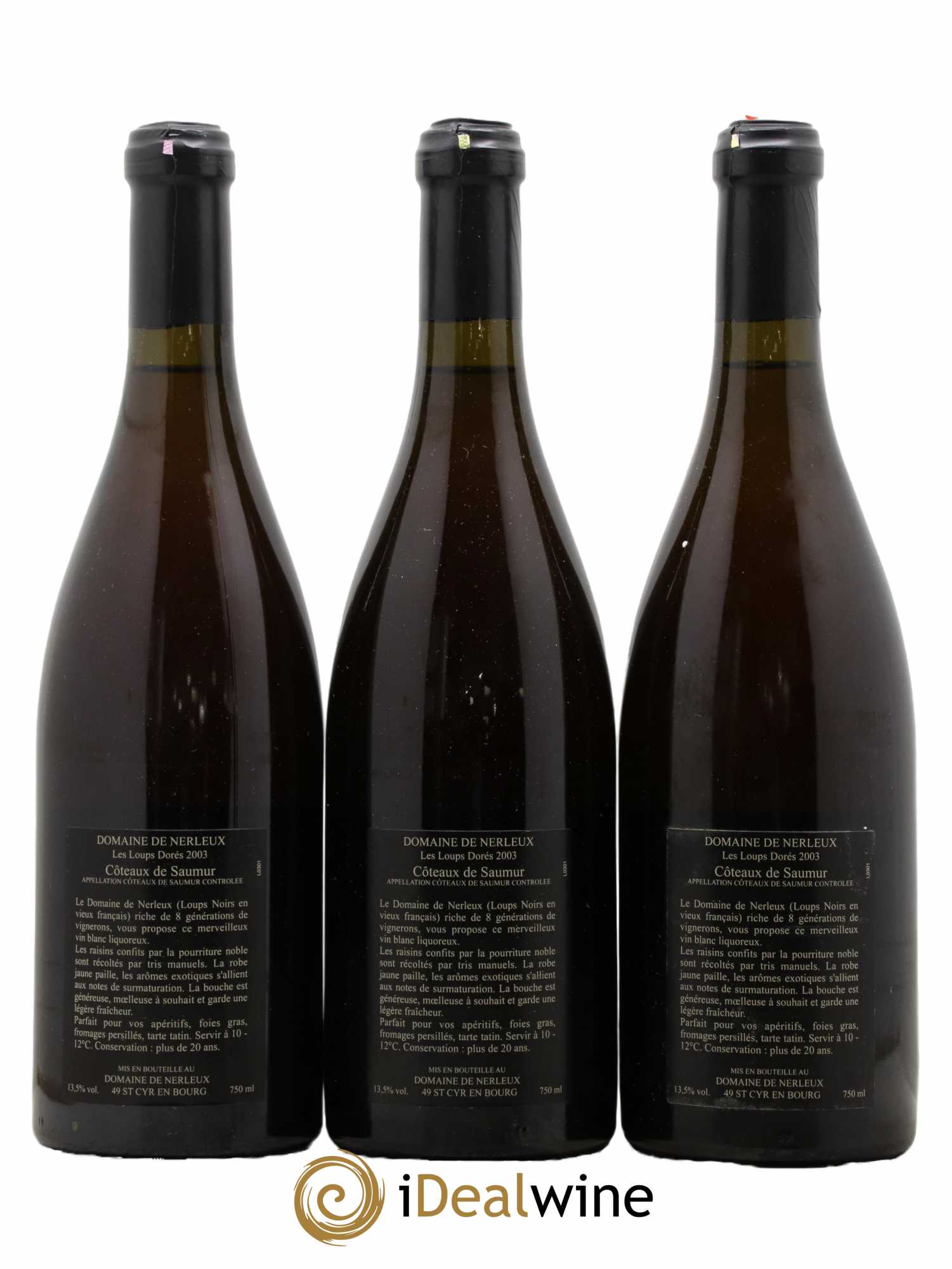 Coteaux de Saumur Les Loups Dorés Domaine de Nerleux 2003 - Lotto di 3 bottiglie - 1