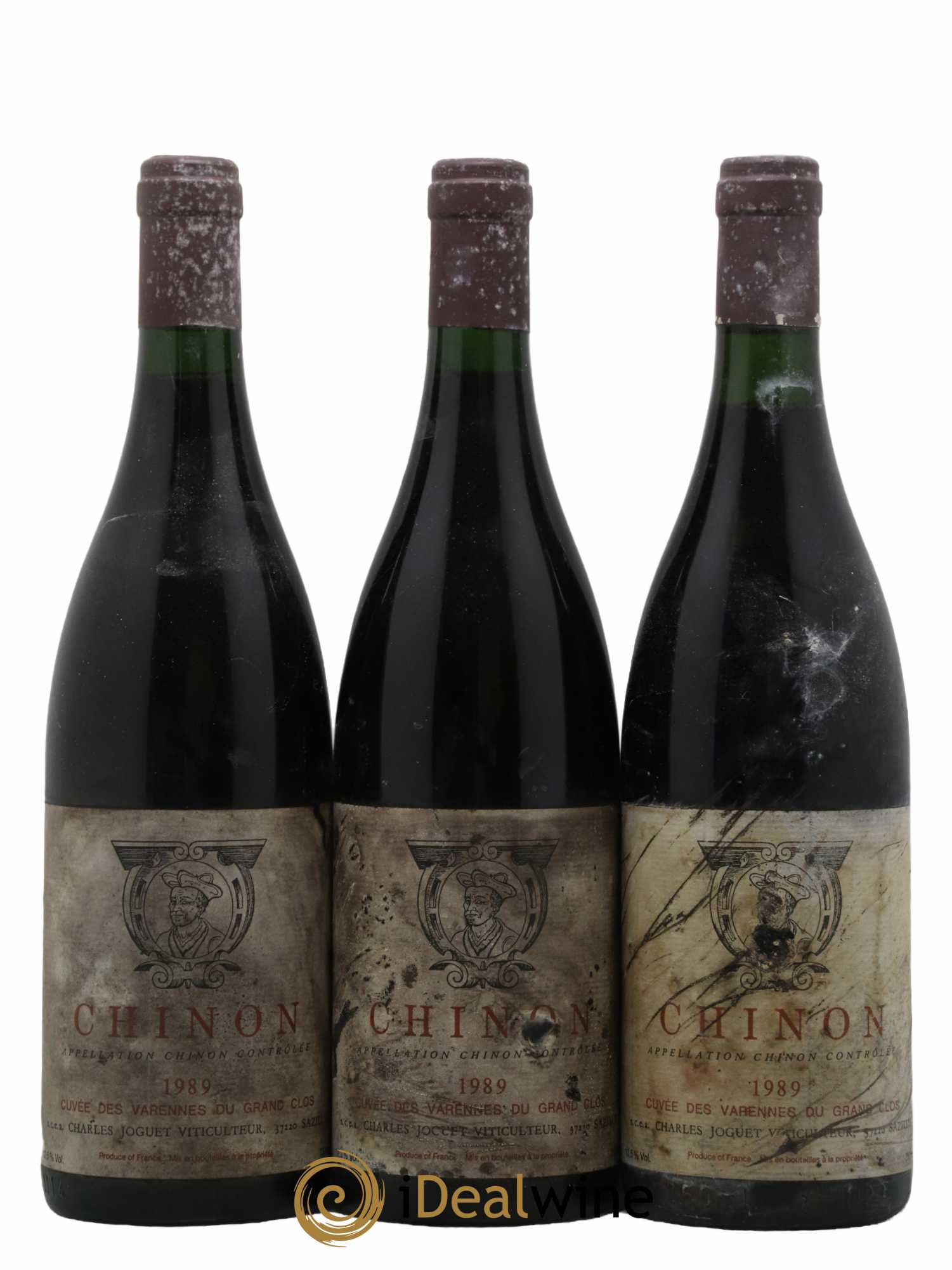 Chinon Les Varennes du Grand Clos Charles Joguet 1989 - Lot de 3 bouteilles - 0