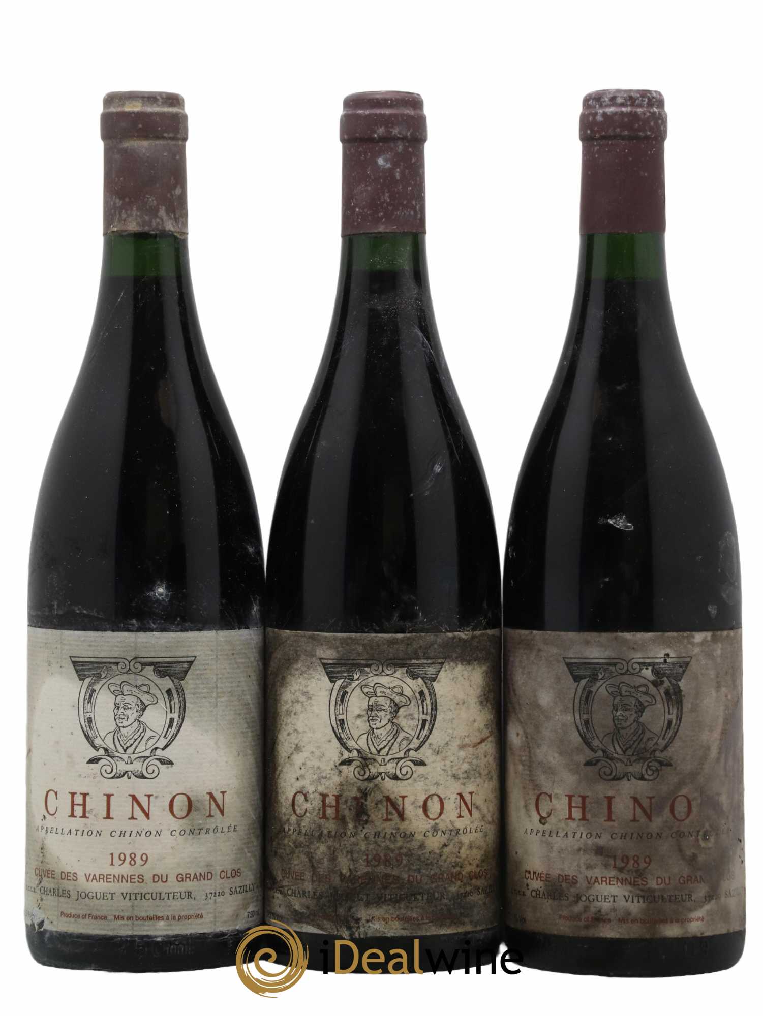 Chinon Les Varennes du Grand Clos Charles Joguet 1989 - Lot de 3 bouteilles - 0