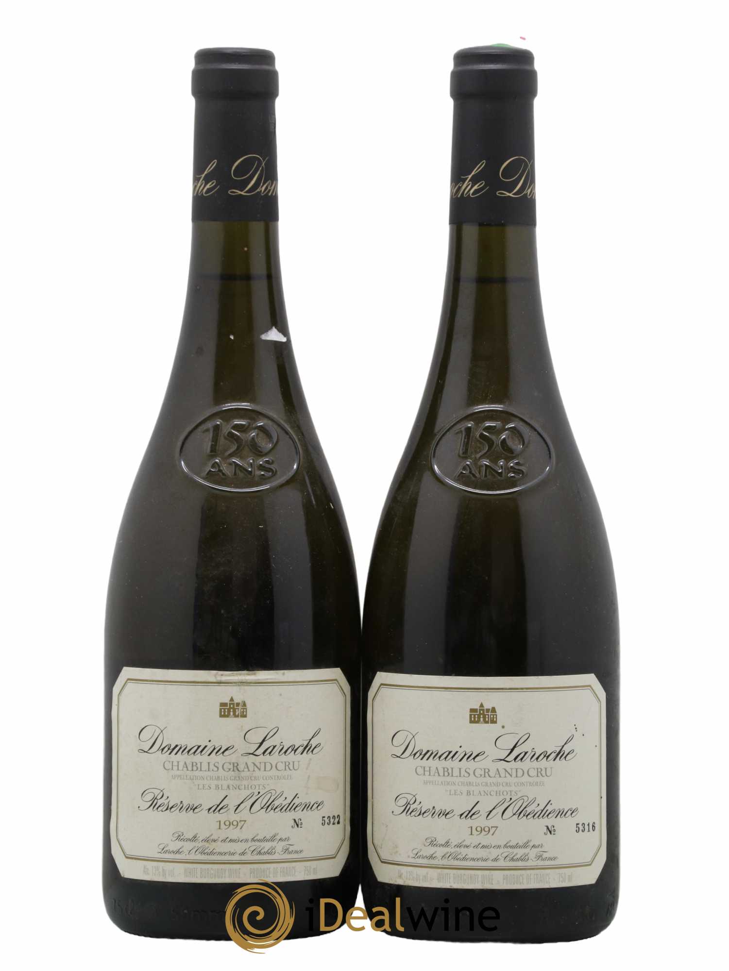 Chablis Grand Cru Les Blanchots - Réserve de l'Obédience Domaine Laroche 1997 - Lot de 2 bouteilles - 0
