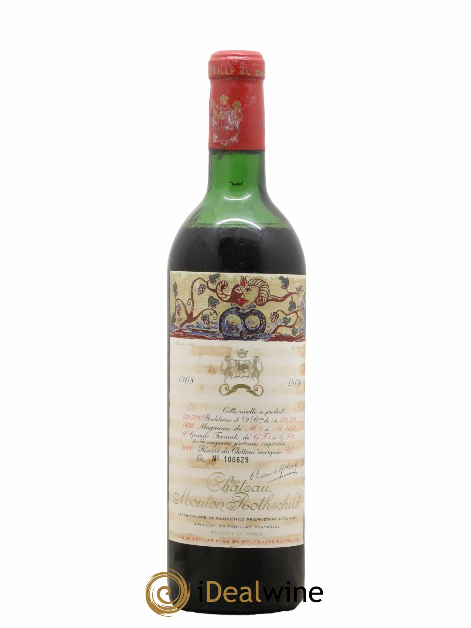 Château Mouton Rothschild 1er Grand Cru Classé 1968 - Lot de 1 bouteille - 0