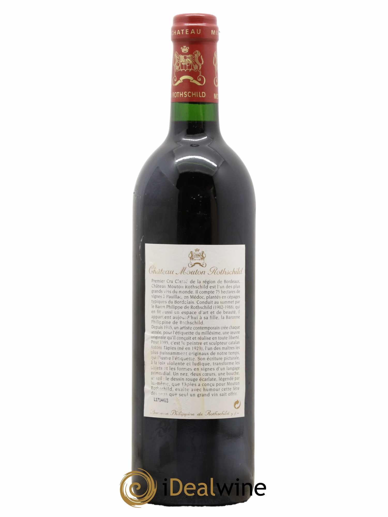 Château Mouton Rothschild 1er Grand Cru Classé 1995 - Lot de 1 bouteille - 1