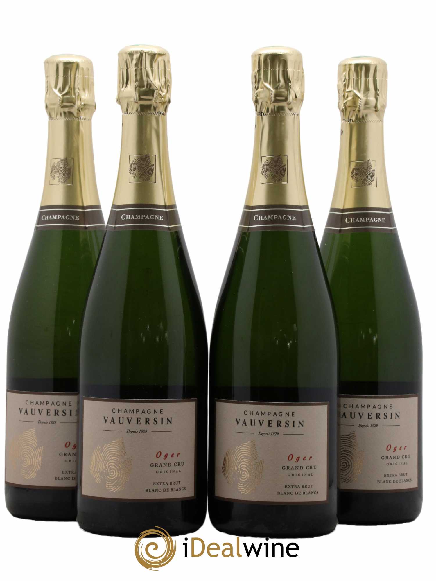 Champagne Grand cru Oger Blanc de Blancs Maison Vauversin - Lot de 4 bouteilles - 0