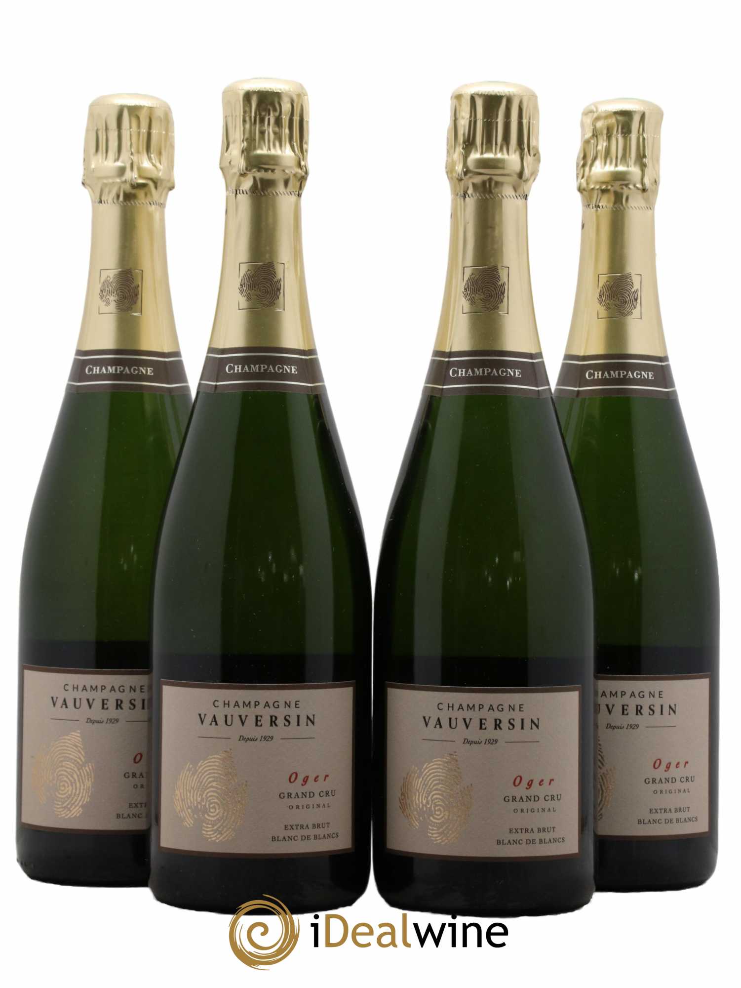 Champagne Grand cru Oger Blanc de Blancs Maison Vauversin - Lot de 4 bouteilles - 0