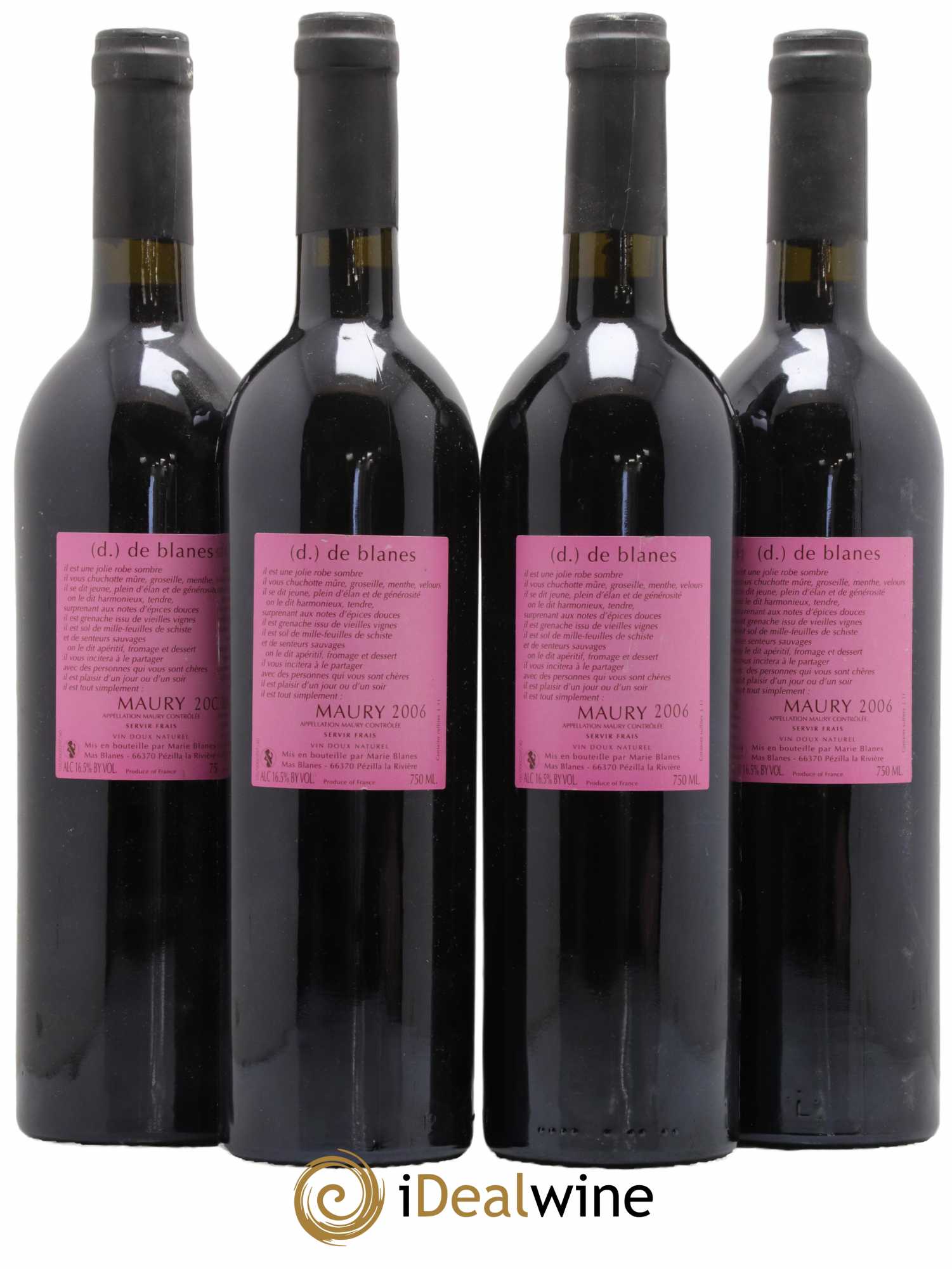 Maury Vin Doux Naturel De Blanes 2006 - Lot de 4 bouteilles - 1