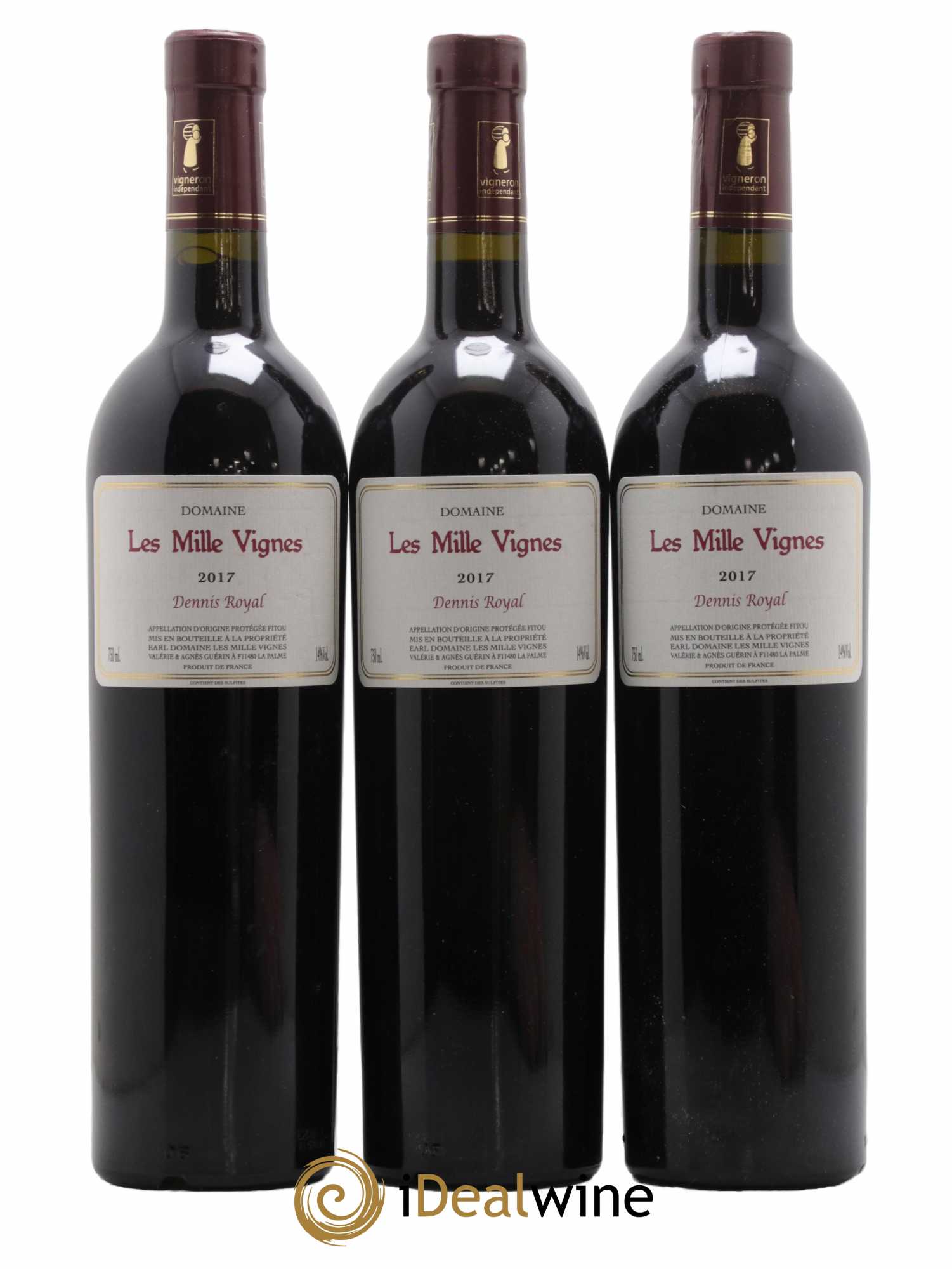 Fitou Dennis Royal Les Mille Vignes 2017 - Lot de 3 bouteilles - 0