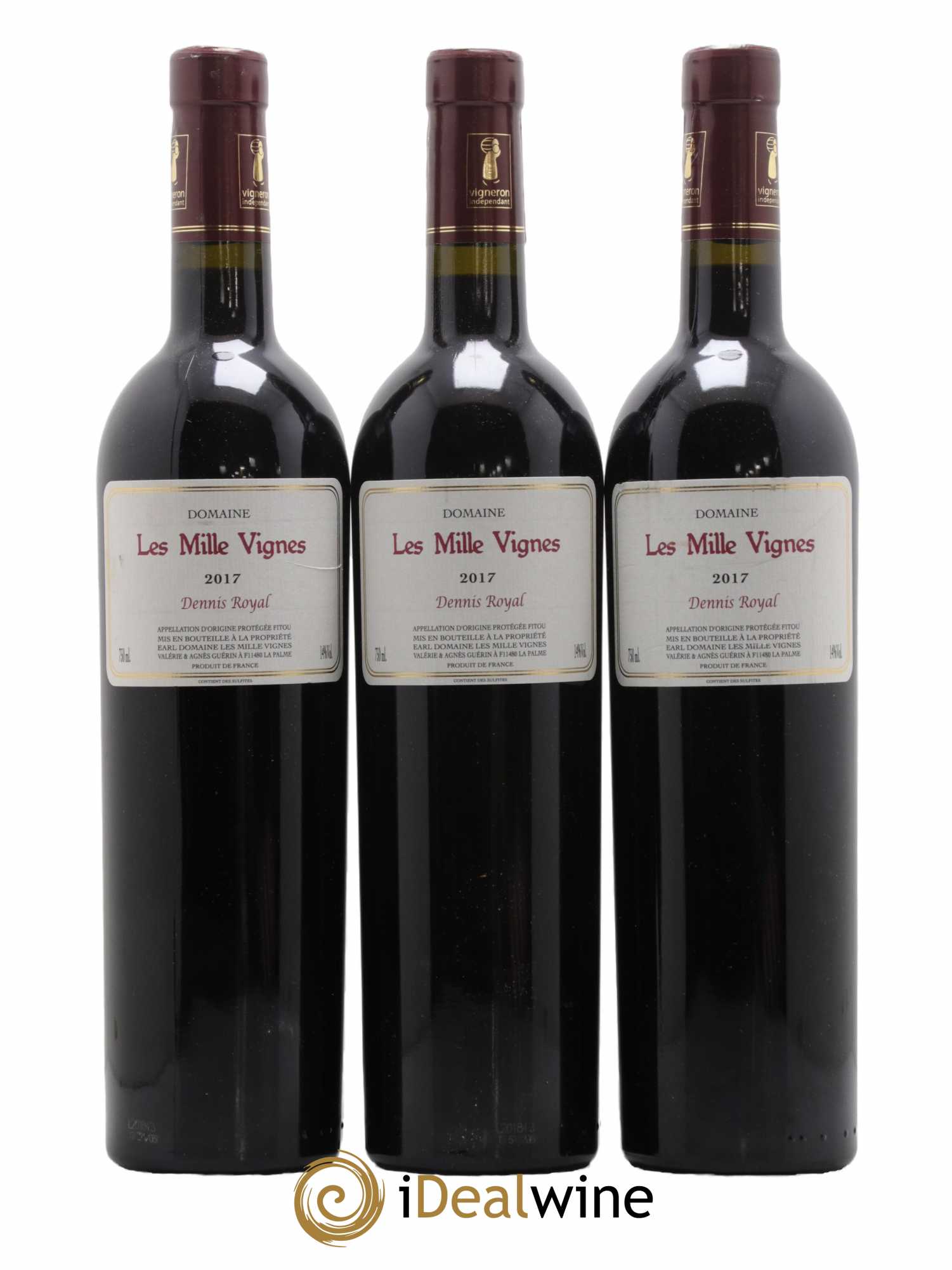 Fitou Dennis Royal Les Mille Vignes 2017 - Lot de 3 bouteilles - 0