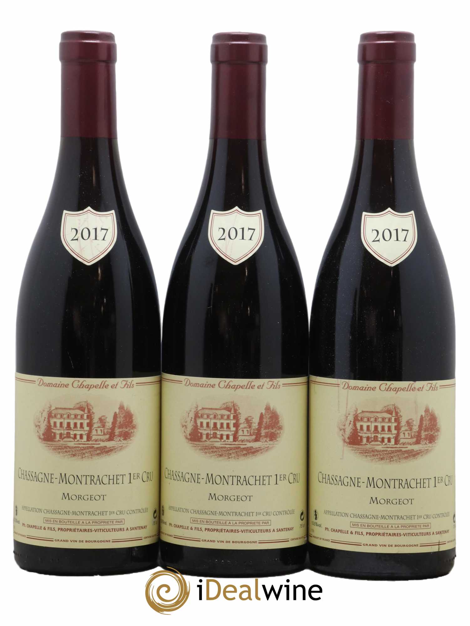Chassagne-Montrachet 1er Cru Morgeot Domaine Chapelle et Fils 2017 - Lot de 3 bouteilles - 0