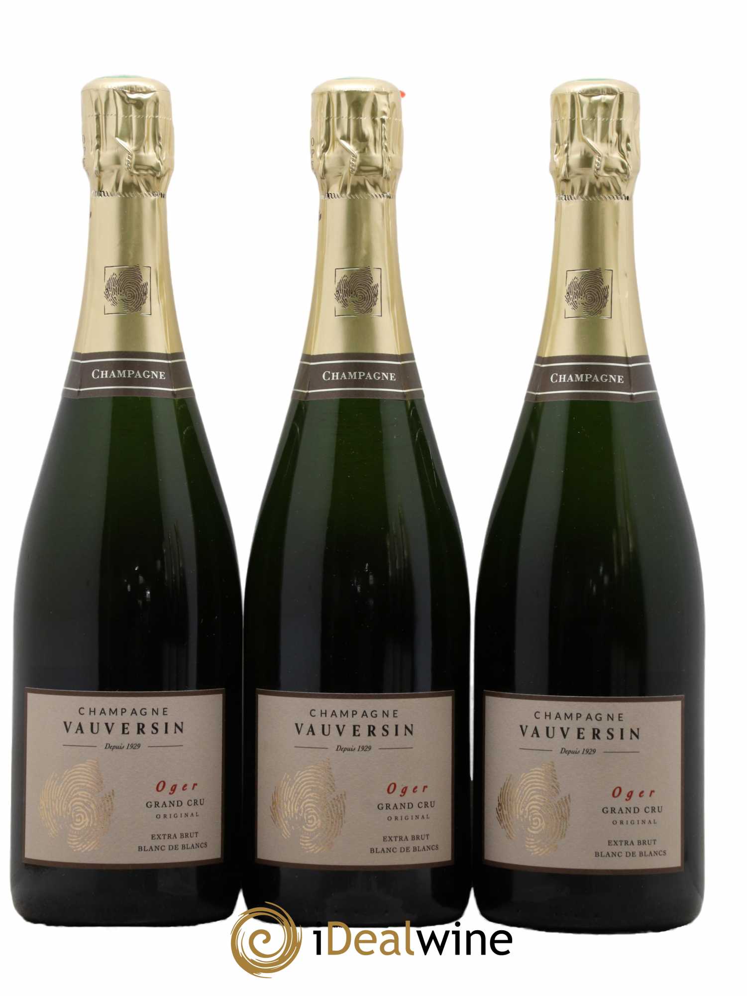 Champagne Grand cru Oger Blanc de Blancs Maison Vauversin - Lot de 3 bouteilles - 0