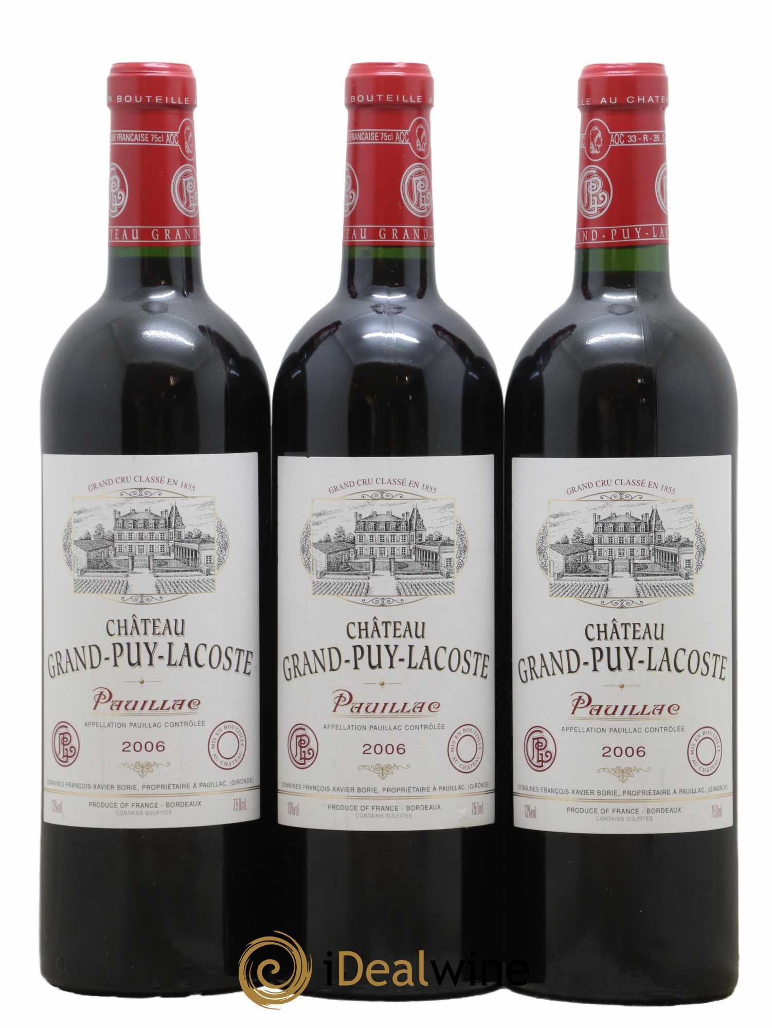 Château Grand Puy Lacoste 5ème Grand Cru Classé 2006 - Lot de 3 bouteilles - 0