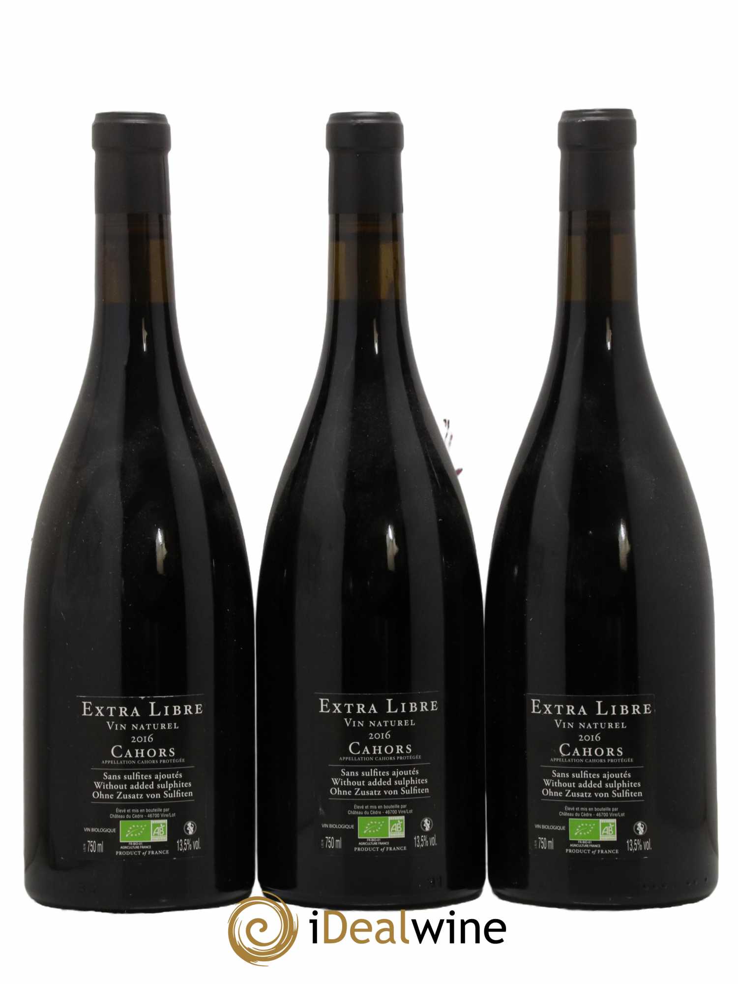 Cahors Château du Cèdre Extra Libre Le Cèdre Pascal et Jean-Marc Verhaeghe 2016 - Lot de 3 bouteilles - 1