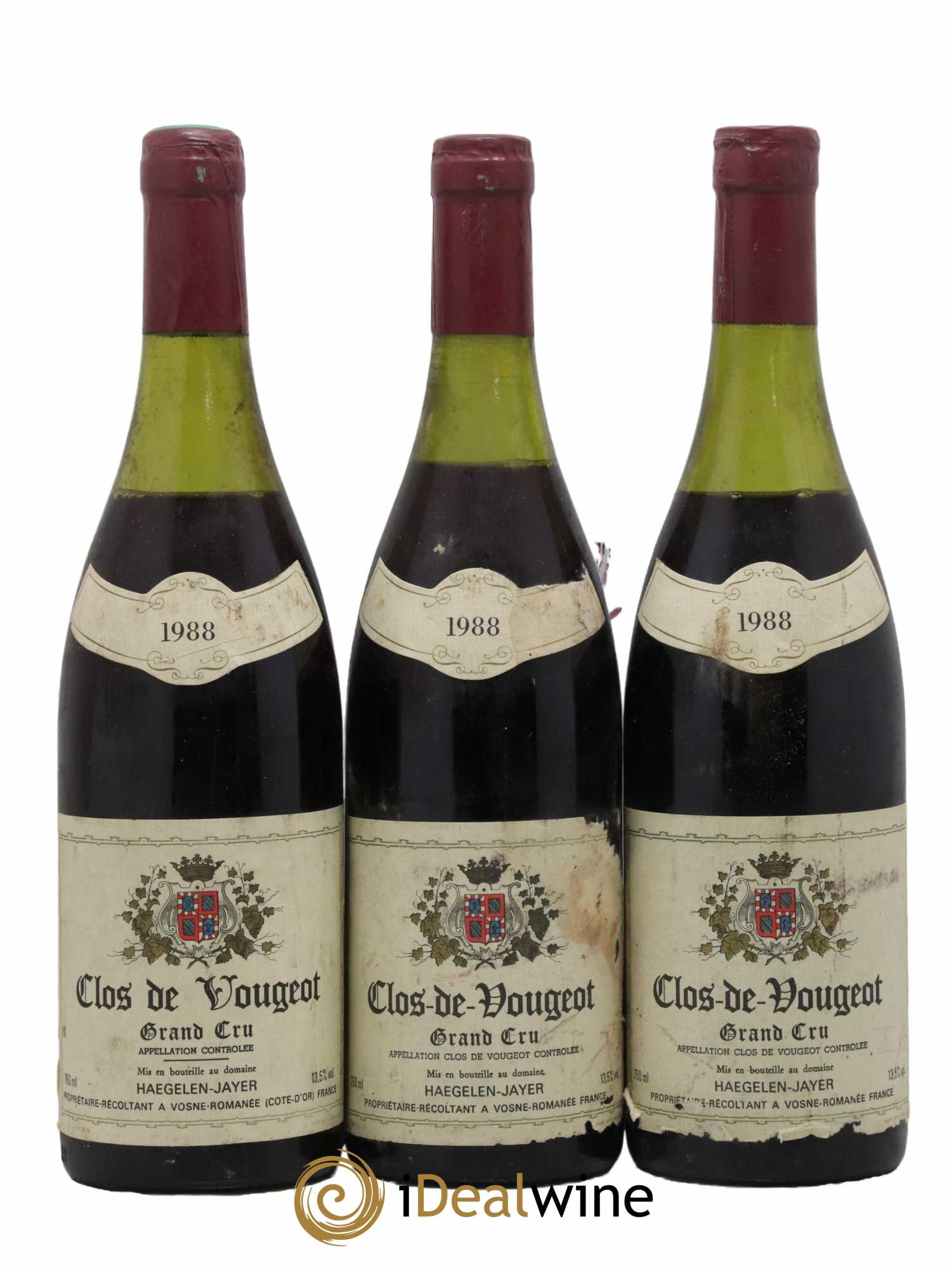 Clos de Vougeot Grand Cru Domaine Haegelen-Jayer 1988 - Lot de 3 bouteilles - 0