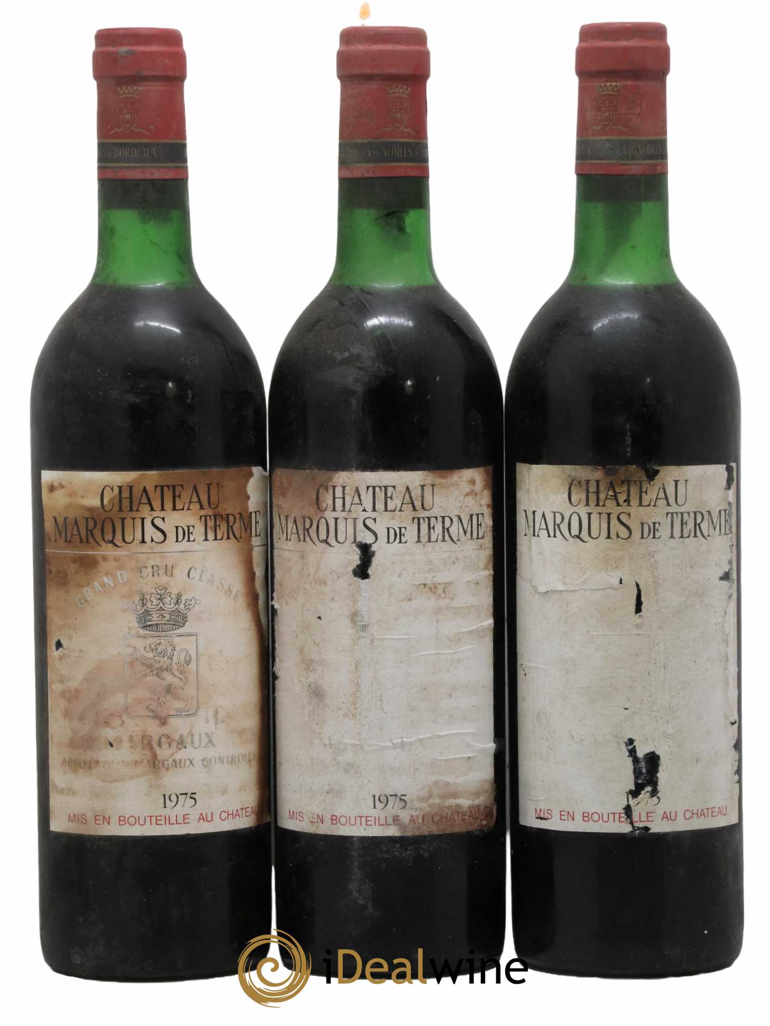 Château Marquis de Terme 4ème Grand Cru Classé 1975 - Lot de 3 bouteilles - 0