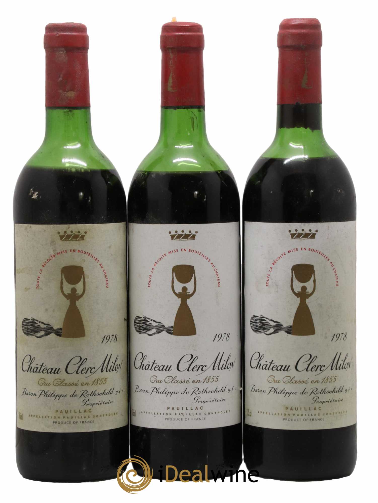 Château Clerc Milon 5ème Grand Cru Classé 1978 - Lot de 3 bouteilles - 0