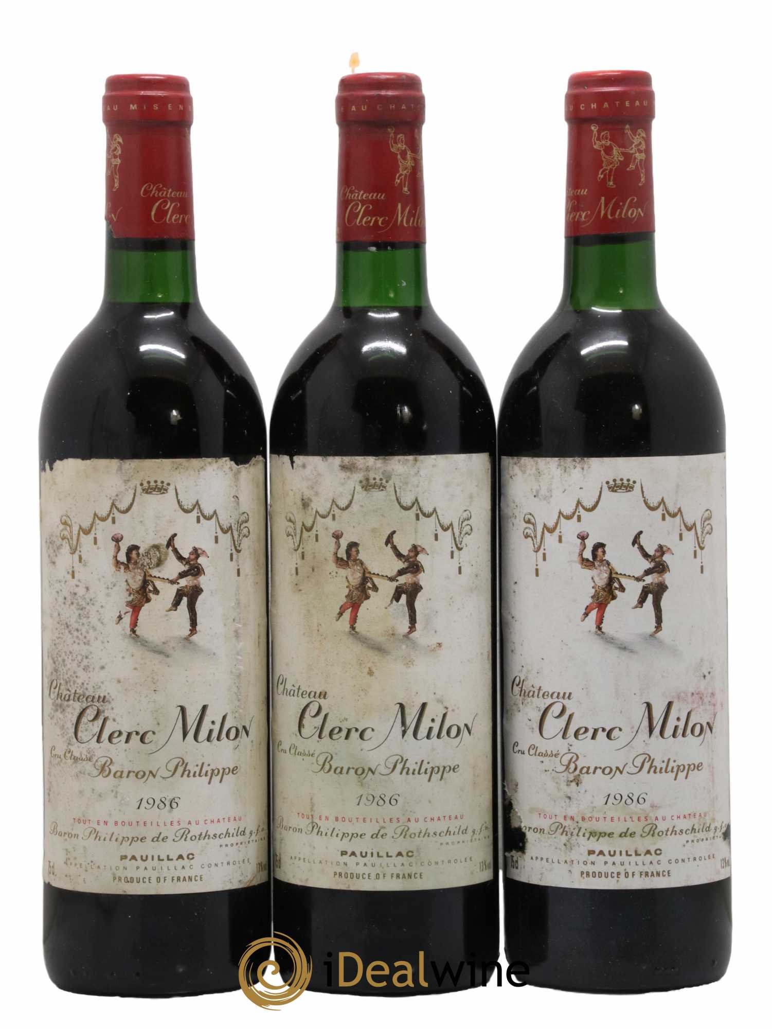 Château Clerc Milon 5ème Grand Cru Classé 1986 - Lot de 3 bouteilles - 0