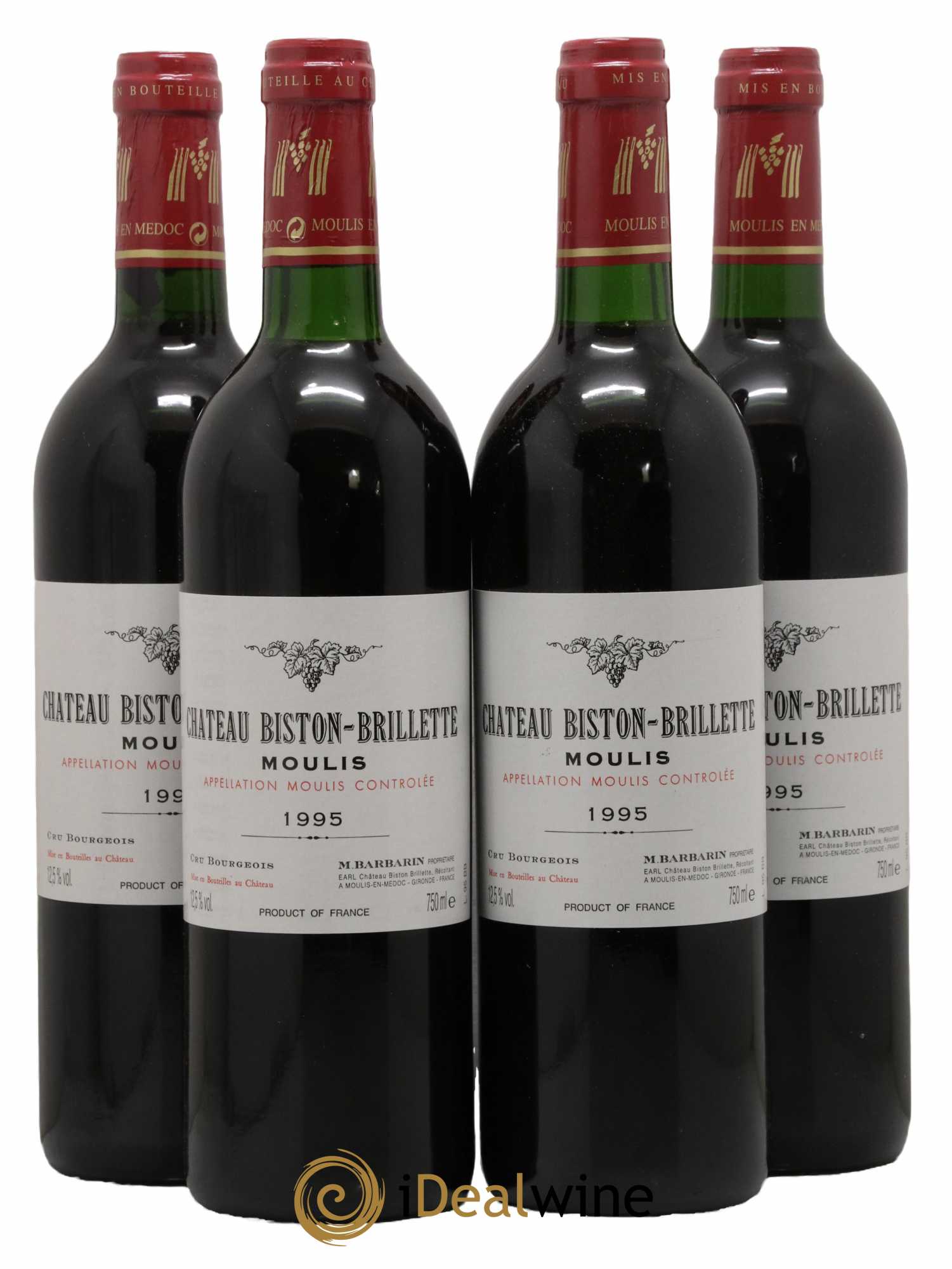 Château Biston Brillette 1995 - Lot de 4 bouteilles - 0
