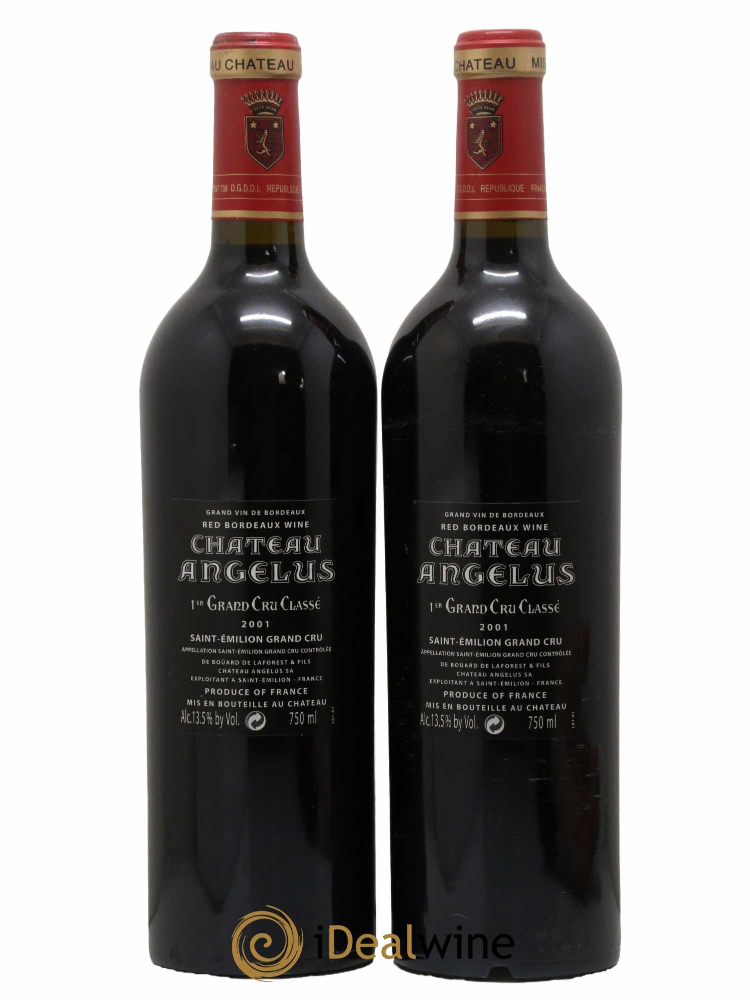 Château Angélus 1er Grand Cru Classé A 2001 - Lot de 2 bouteilles - 1