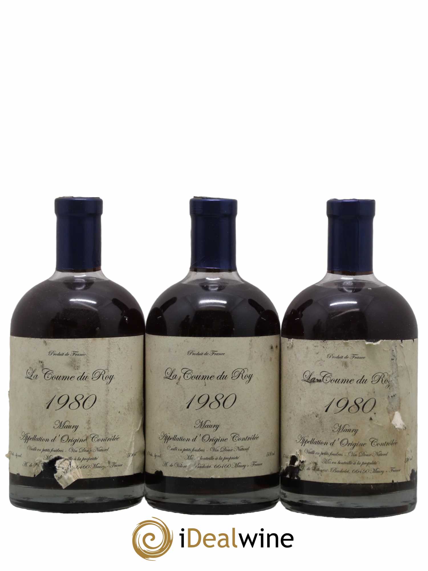 Maury Vin Doux Naturel Vieilli en Petit Foudre Domaine de la Coume du Roy 50 CL 1980 - Lot de 3 bouteilles - 0