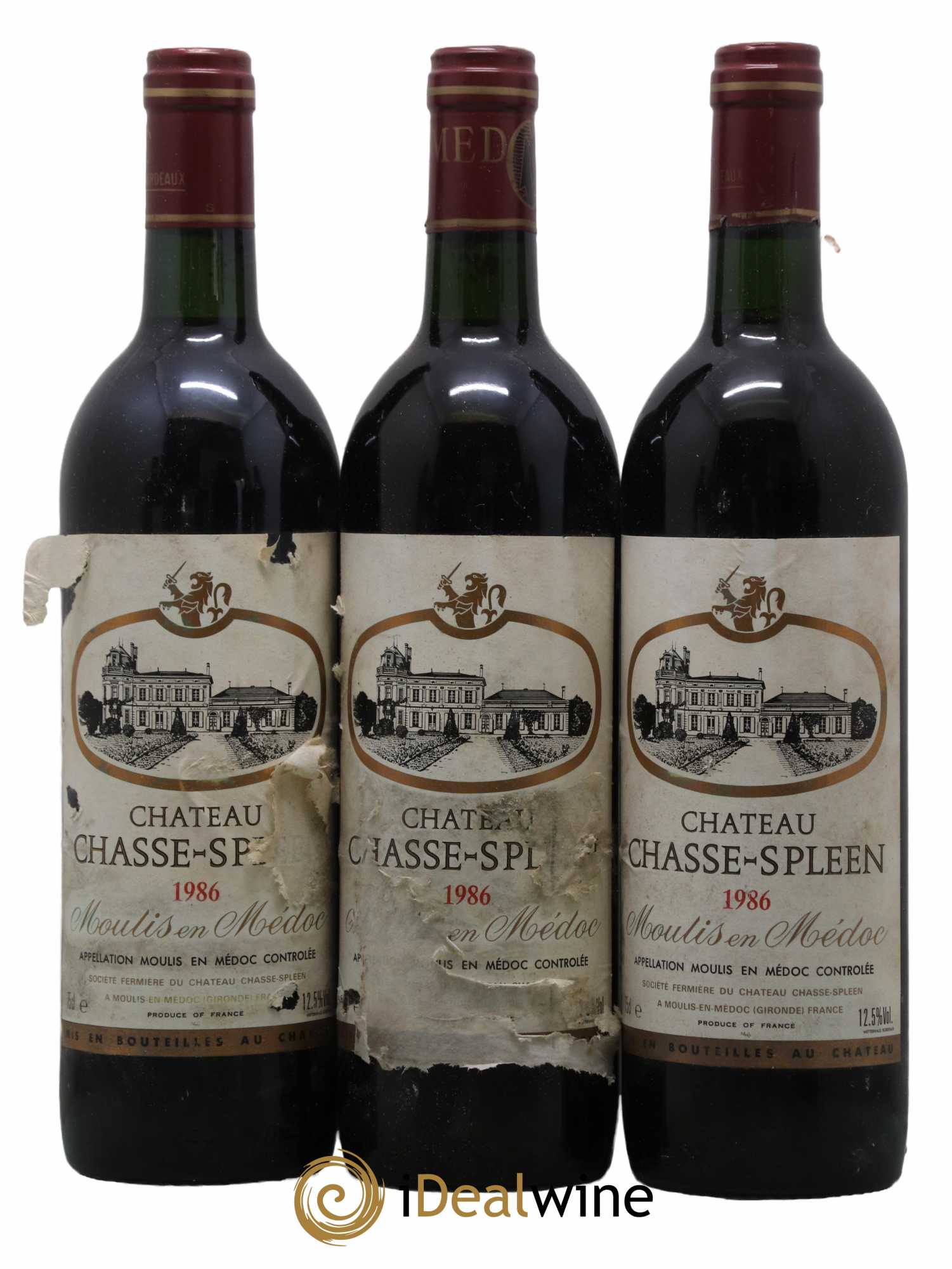 Château Chasse Spleen 1986 - Lot de 3 bouteilles - 0
