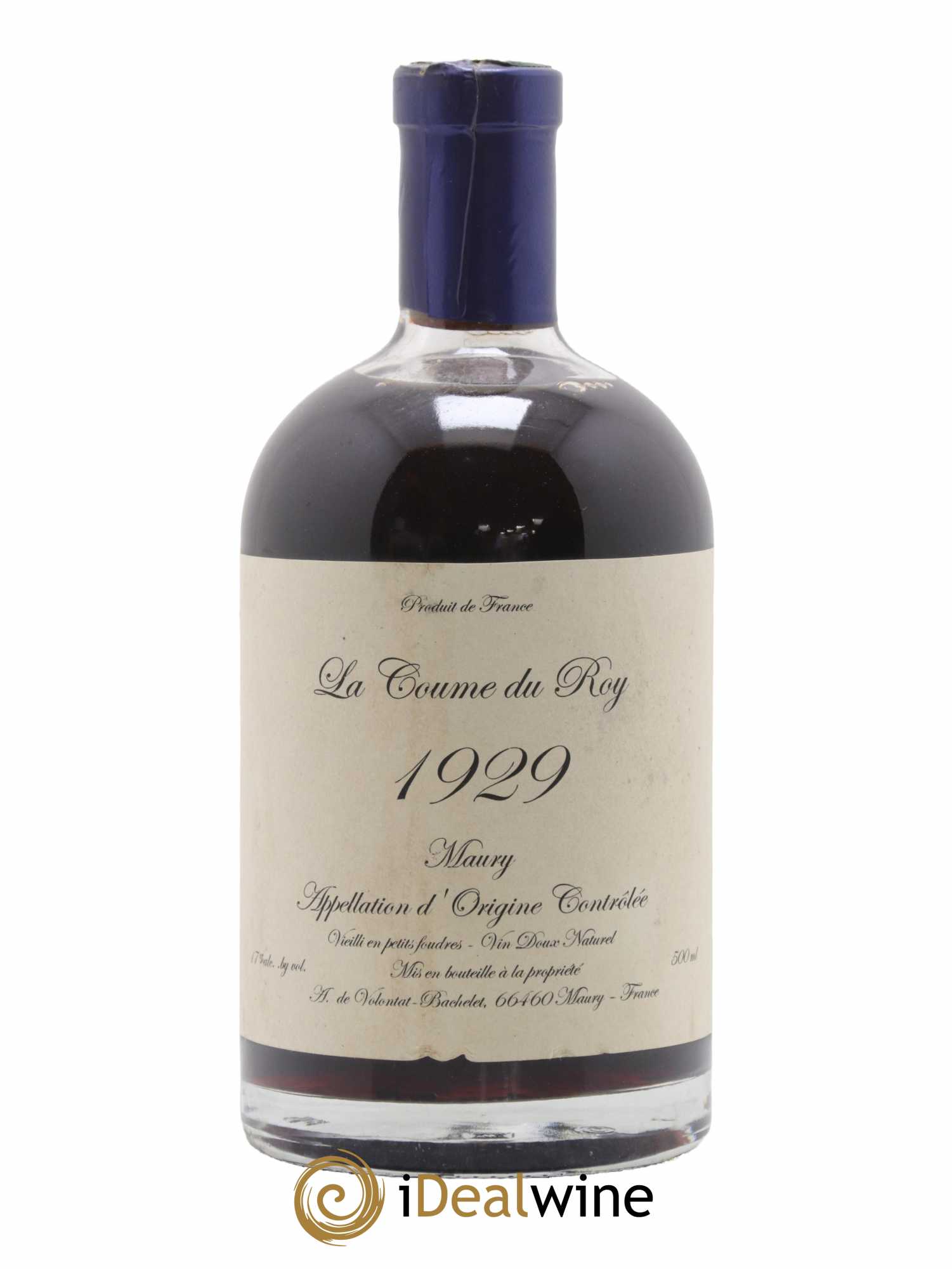 Maury Vin Doux Naturel Vieilli en petits foudres Domaine de la Coume du Roy 50cl 1929 - Lot de 1 bouteille - 0