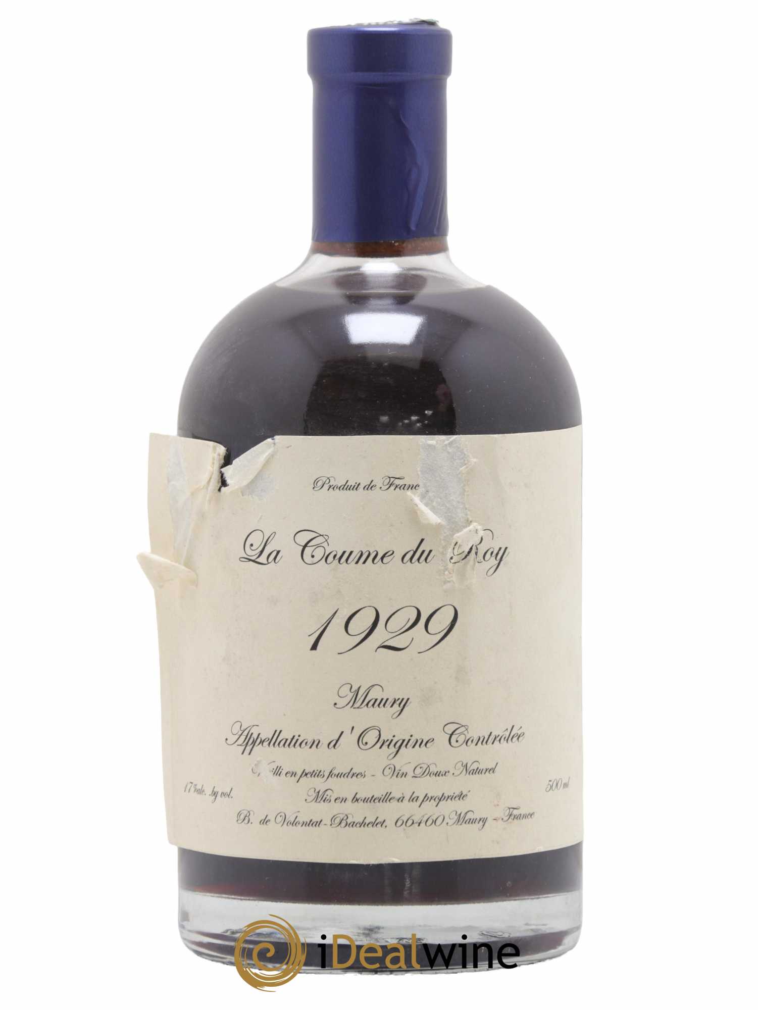 Maury Vin Doux Naturel Vieilli en petits foudres Domaine de la Coume du Roy 50cl 1929 - Lot de 1 bouteille - 0