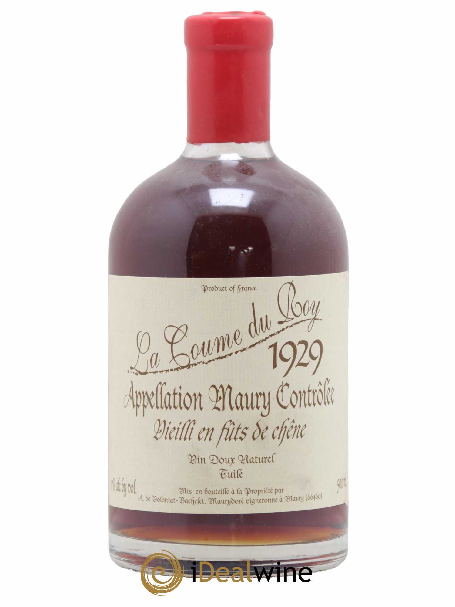 Maury Vin Doux Naturel Vieilli en fûts de Chêne Domaine de la Coume du Roy 50cl 1929 - Lot de 1 bouteille - 0