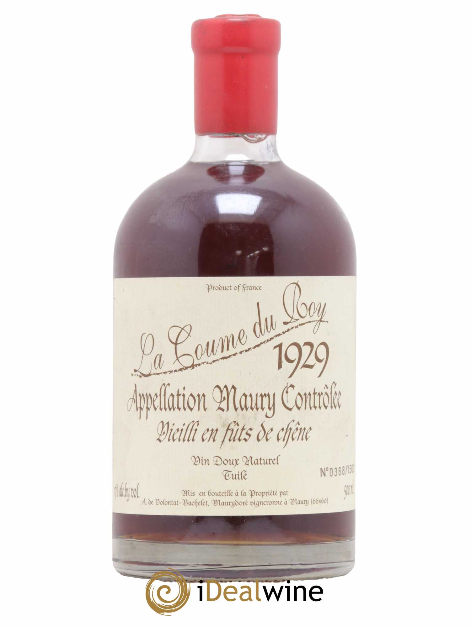 Maury Vin Doux Naturel Vieilli en fûts de Chêne Domaine de la Coume du Roy 50cl 1929 - Lot de 1 bouteille - 0