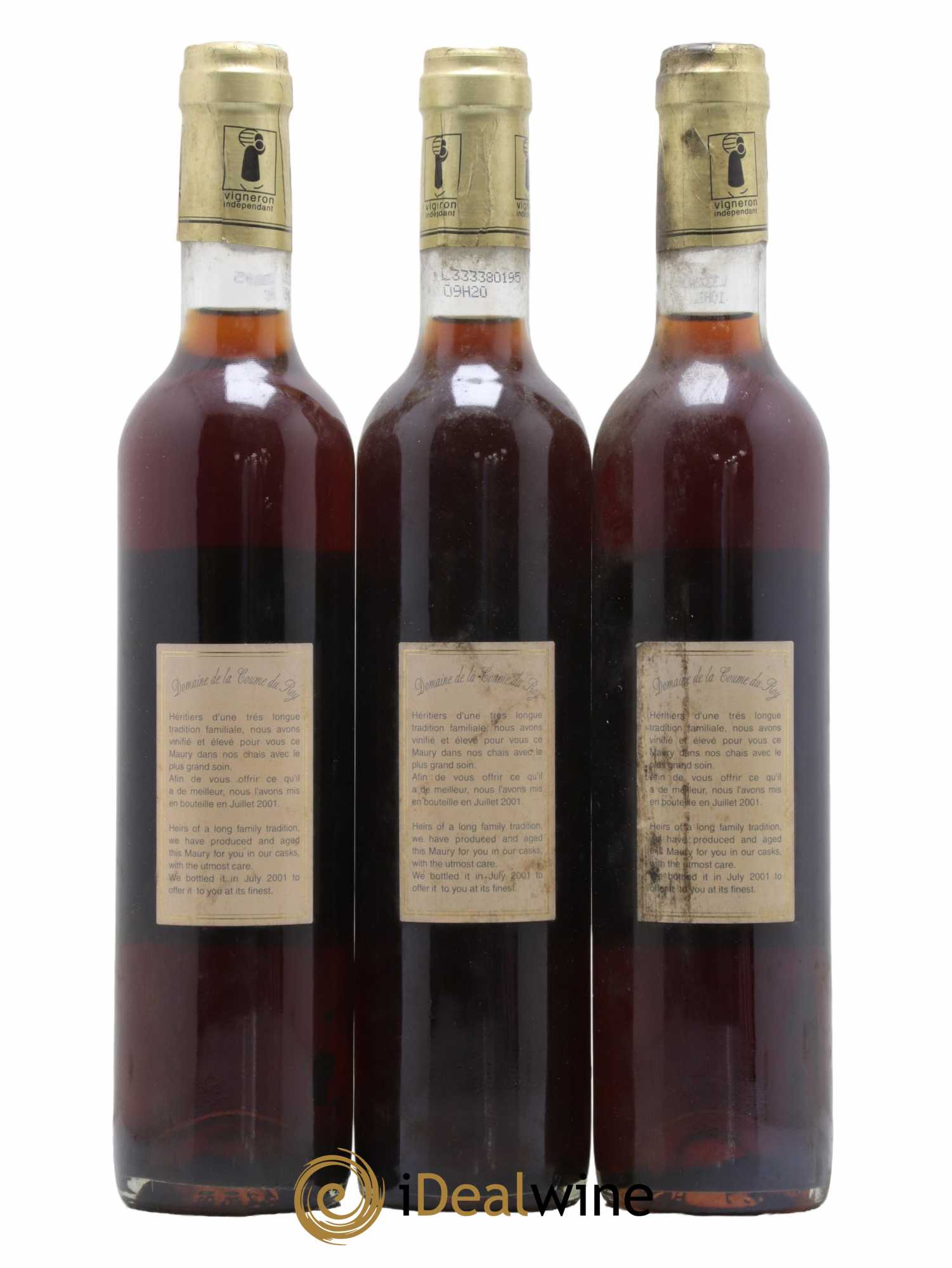 Maury Vin Doux Naturel Vieilli en Foudres de Chêne Domaine de la Coume du Roy 50cl 1925 - Lot de 3 bouteilles - 1