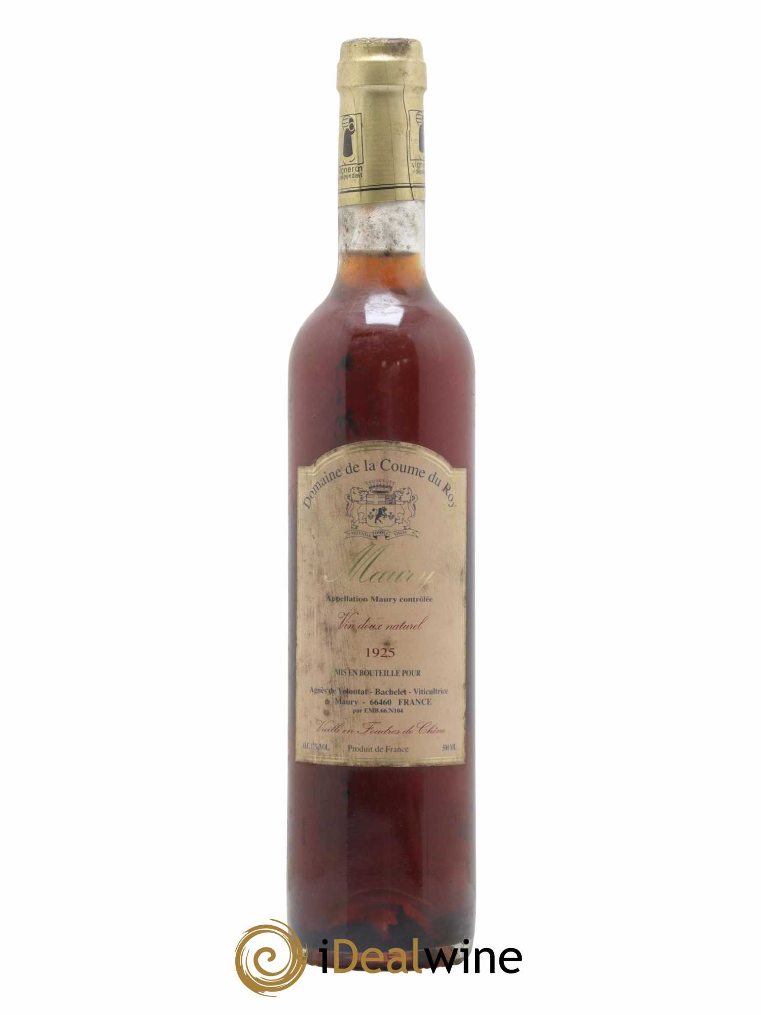 Maury Vin Doux Naturel Vieilli en Foudres de Chêne Domaine de la Coume du Roy 50cl 1925 - Lot de 1 bouteille - 0