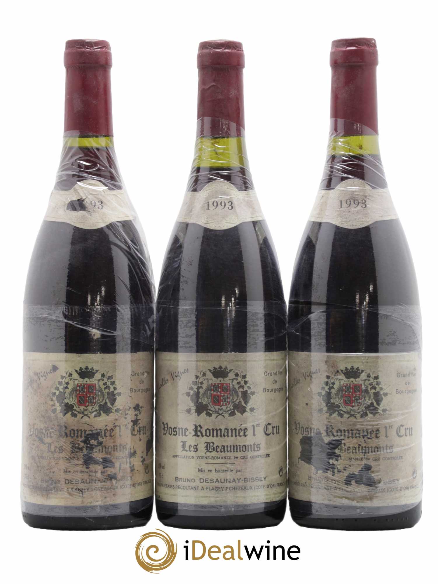 Vosne-Romanée 1er Cru Les Beaux Monts Vieilles Vignes Bruno Desauney-Bissey 1993 - Lot de 3 bouteilles - 0