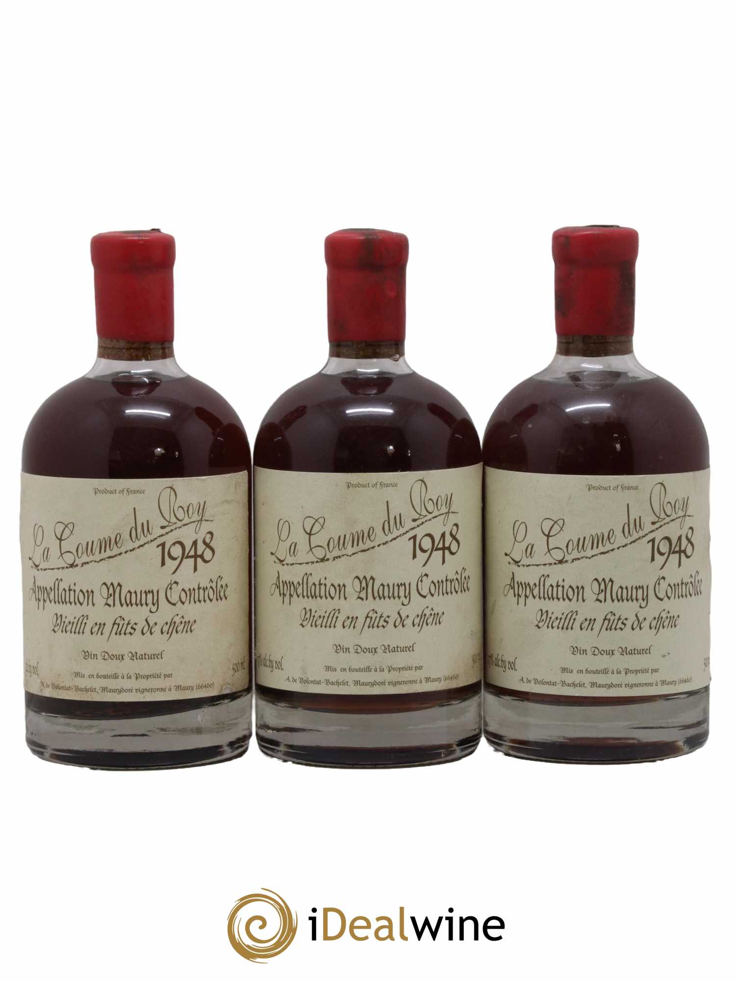 Maury Vin Doux Naturel Vieilli en Fûts de Chêne Domaine de la Coume du Roy 50cl 1948 - Lot de 3 bouteilles - 0