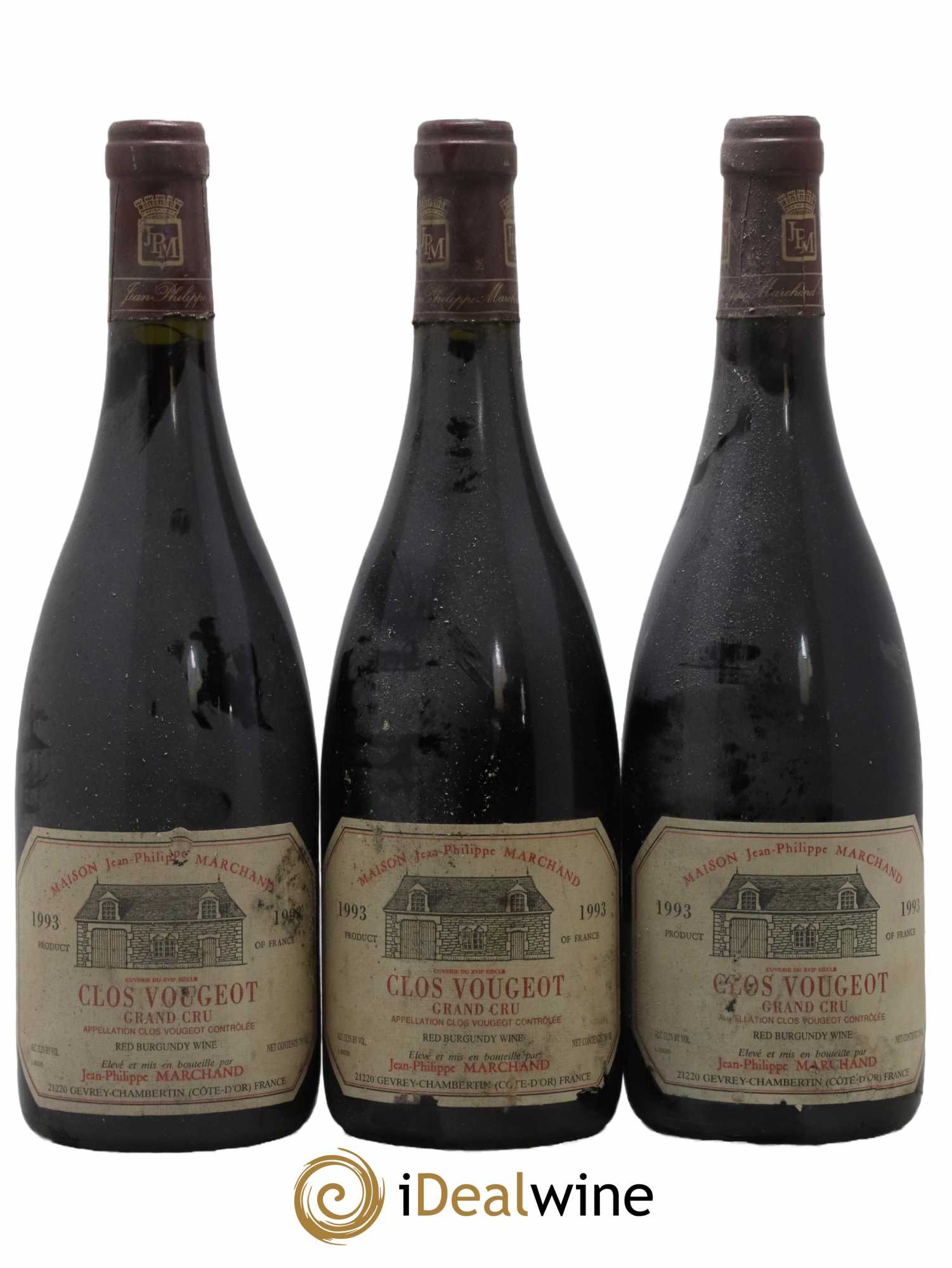 Clos de Vougeot Grand Cru Domaine Jean-Philippe Marchand 1993 - Lot de 3 bouteilles - 0