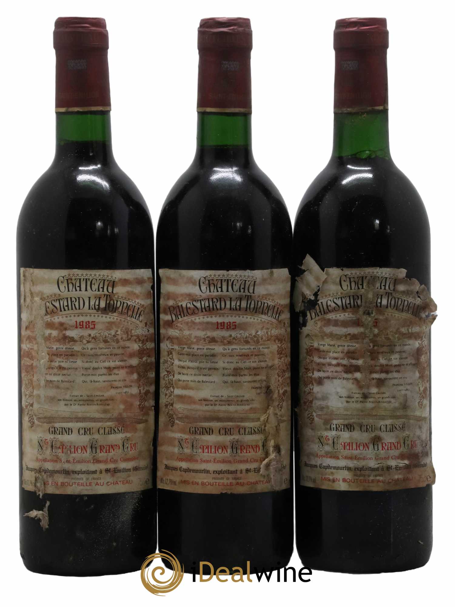 Château Balestard la Tonnelle Grand Cru Classé 1985 - Lot de 3 bouteilles - 0