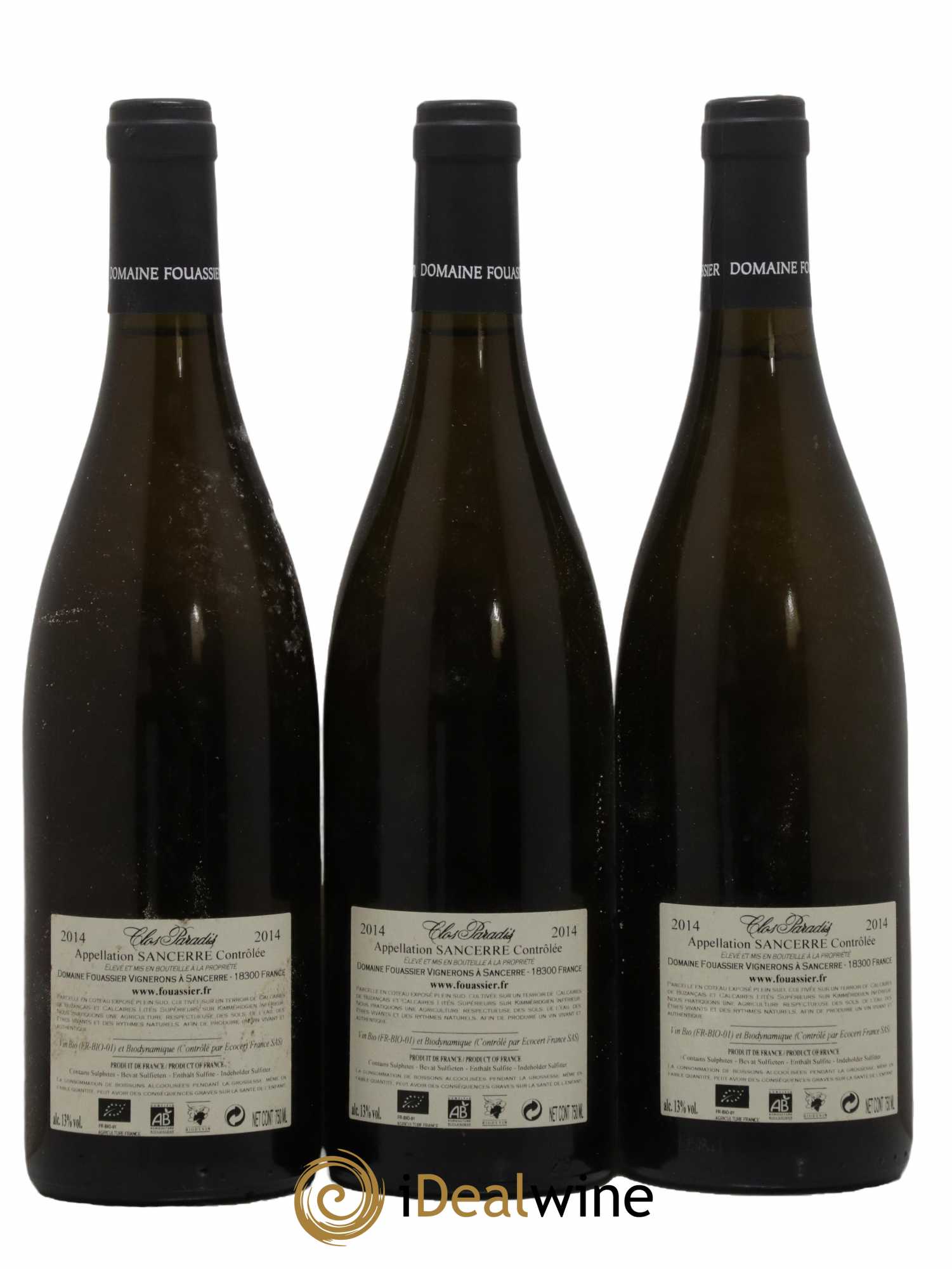 Sancerre Clos Paradis Fouassier (Domaine) 2014 - Lot de 3 bouteilles - 1