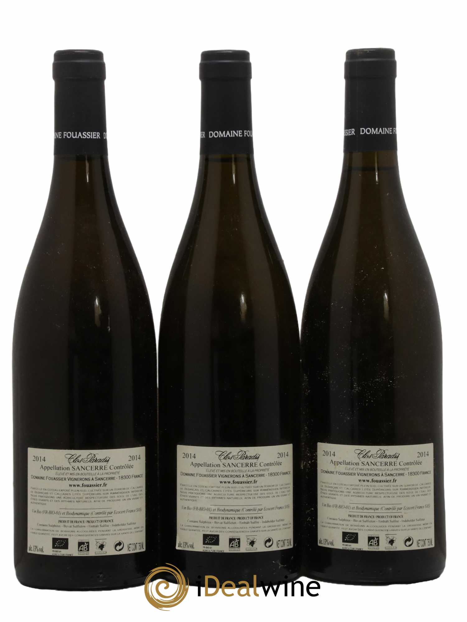 Sancerre Clos Paradis Fouassier (Domaine) 2014 - Lot de 3 bouteilles - 1