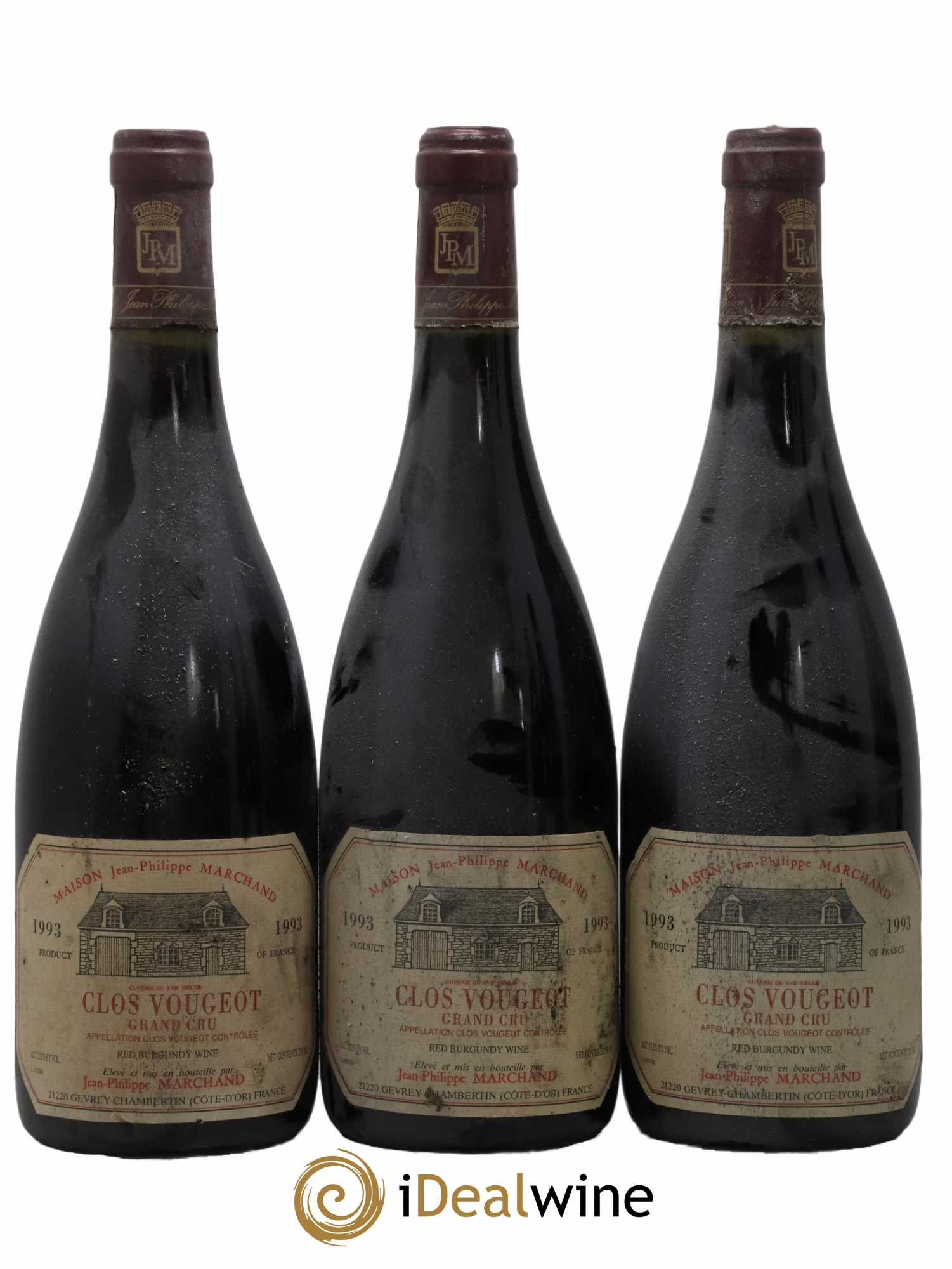 Clos de Vougeot Grand Cru Domaine Jean-Philippe Marchand 1993 - Lot de 3 bouteilles - 0