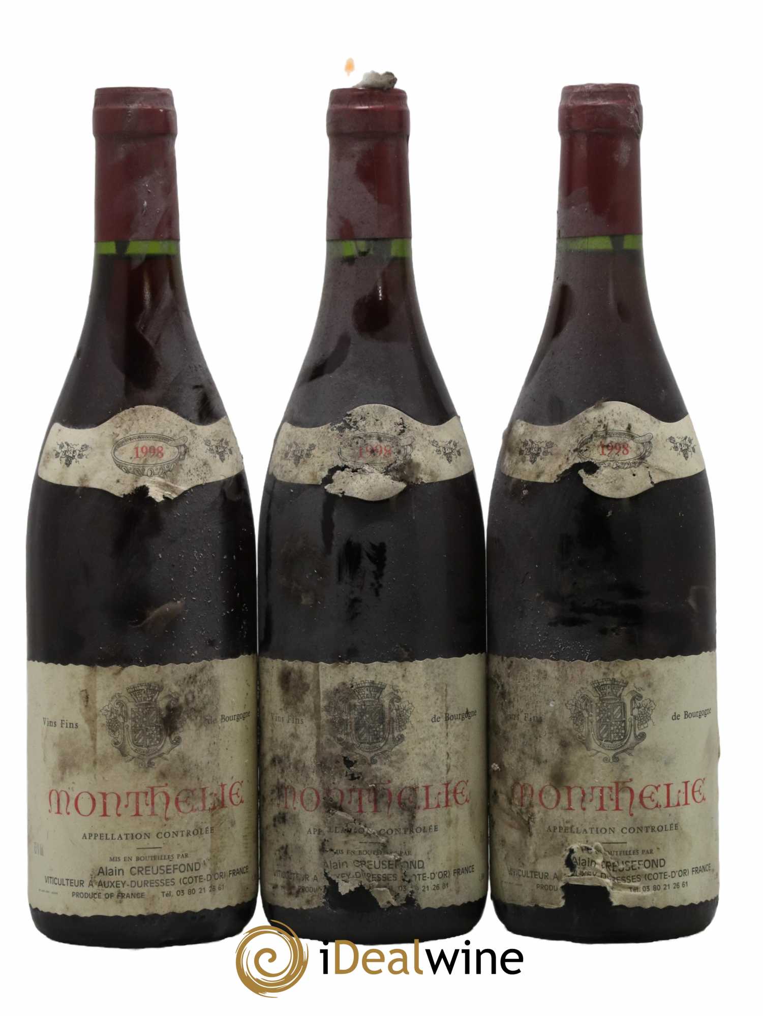 Monthélie Domaine Creusefond 1998 - Lot de 3 bouteilles - 0