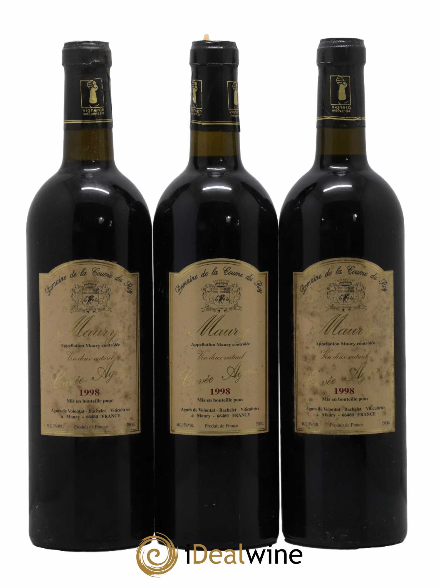 Maury Vin Doux Naturel Cuvée Agnes Domaine de la Coume du Roy 1998 - Lot de 3 bouteilles - 0