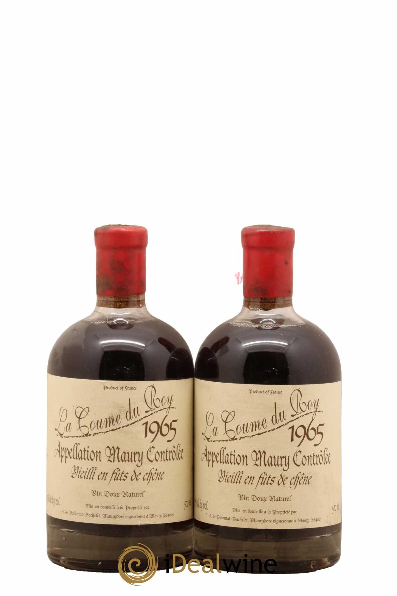 Maury Vin Doux Naturel Vieilli en Fûts de Chêne Domaine de la Coume du Roy 50Cl 1965 - Lot de 2 bouteilles - 0