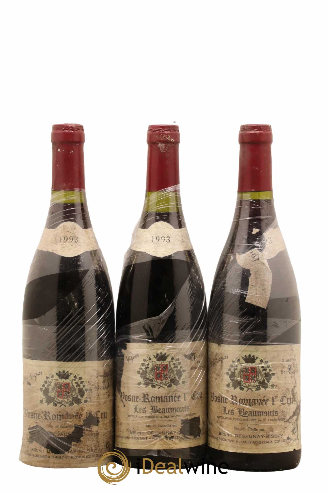 Vosne-Romanée 1er Cru Les Beaux Monts Vieilles Vignes Bruno Desauney-Bissey 1993 - Lot de 3 bouteilles - 0
