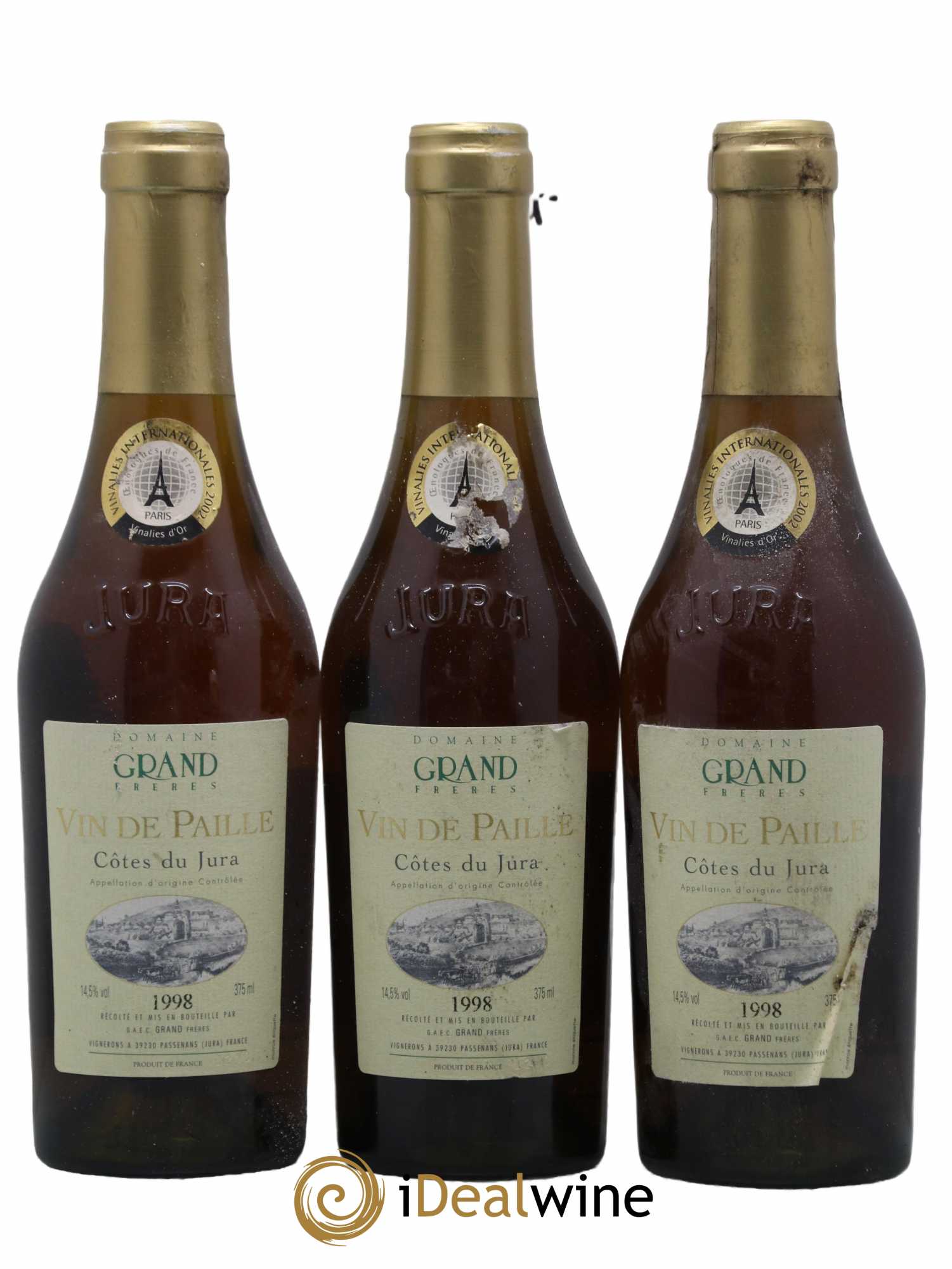 Côtes du Jura Vin de Paille Domaine Grand Frères 1998 - Posten von 3 Demi-Flaschen - 0