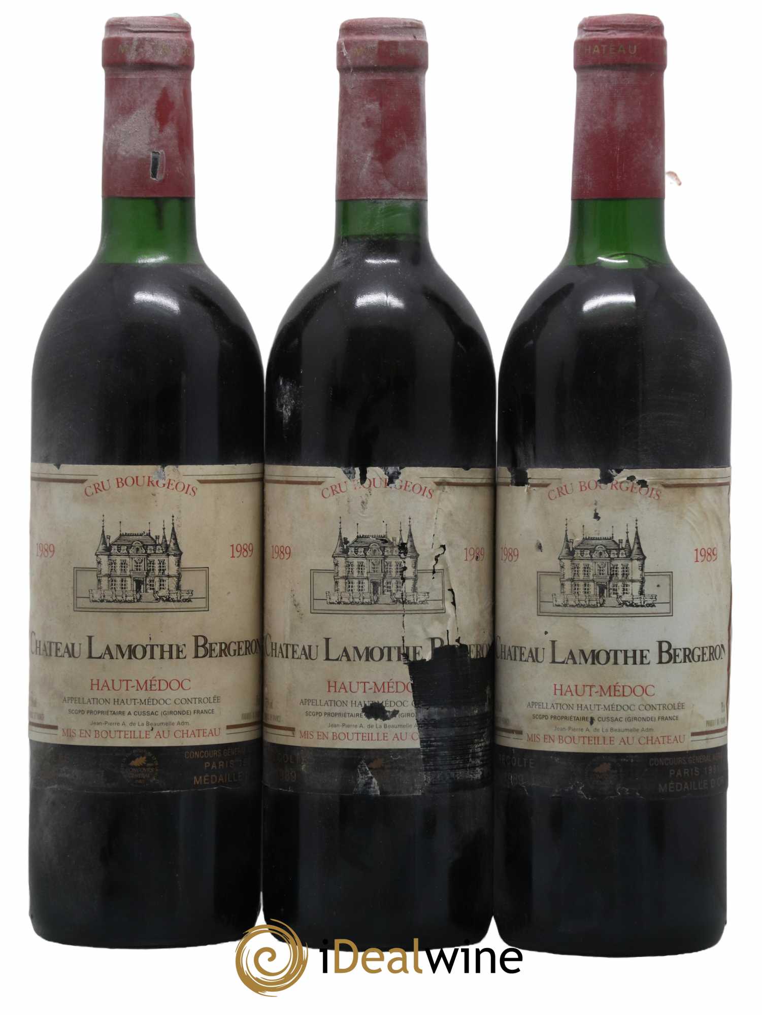 Château Lamothe Bergeron Cru Bourgeois 1989 - Lot de 3 bouteilles - 0