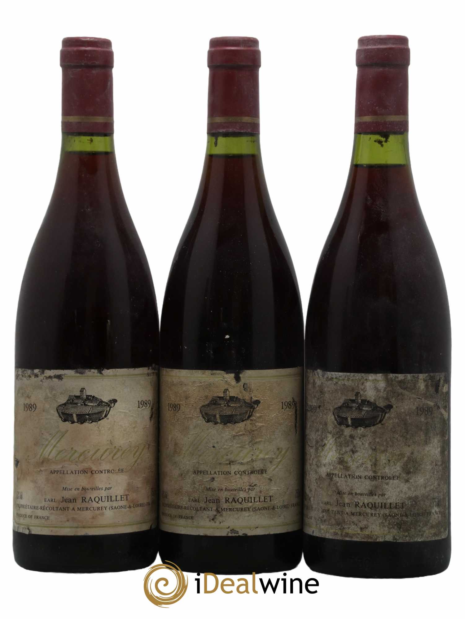 Mercurey Domaine Raquillet 1989 - Lot de 3 bouteilles - 0