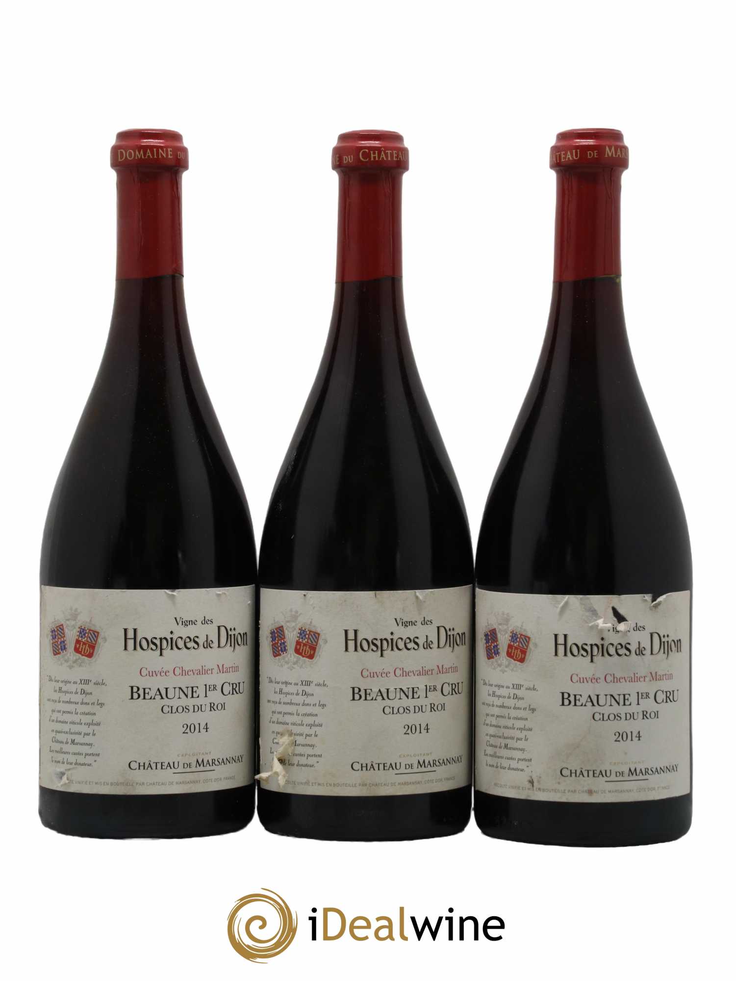 Beaune 1er Cru Clos du Roi Cuvée Chevalier Martin Hospices de Dijon Château de Marsannay 2014 - Lot de 3 bouteilles - 0