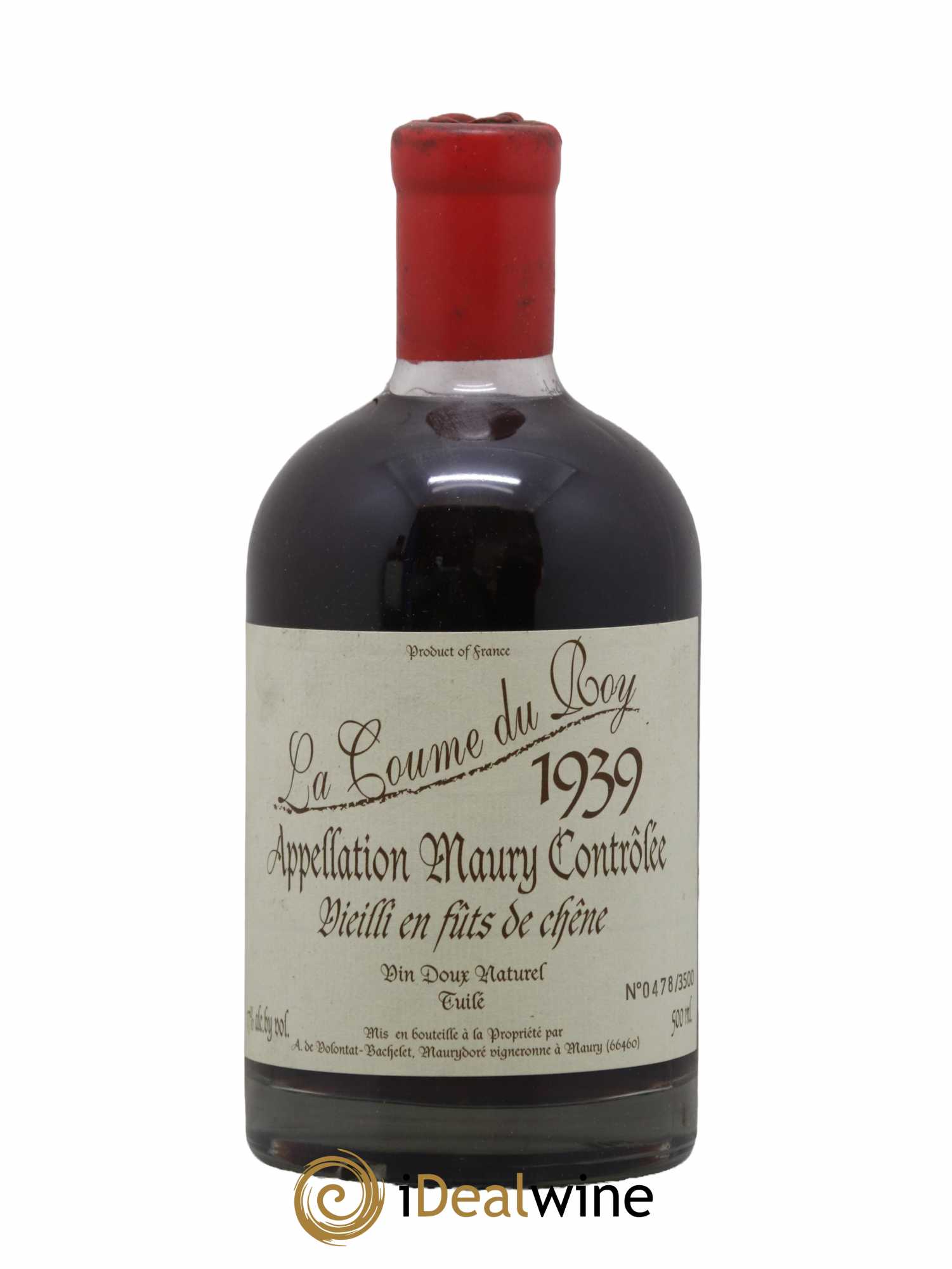 Maury Vin Doux Naturel Vieilli en Fûts de Chêne Domaine de la Coume du Roy 50 CL 1939 - Lot de 1 bouteille - 0