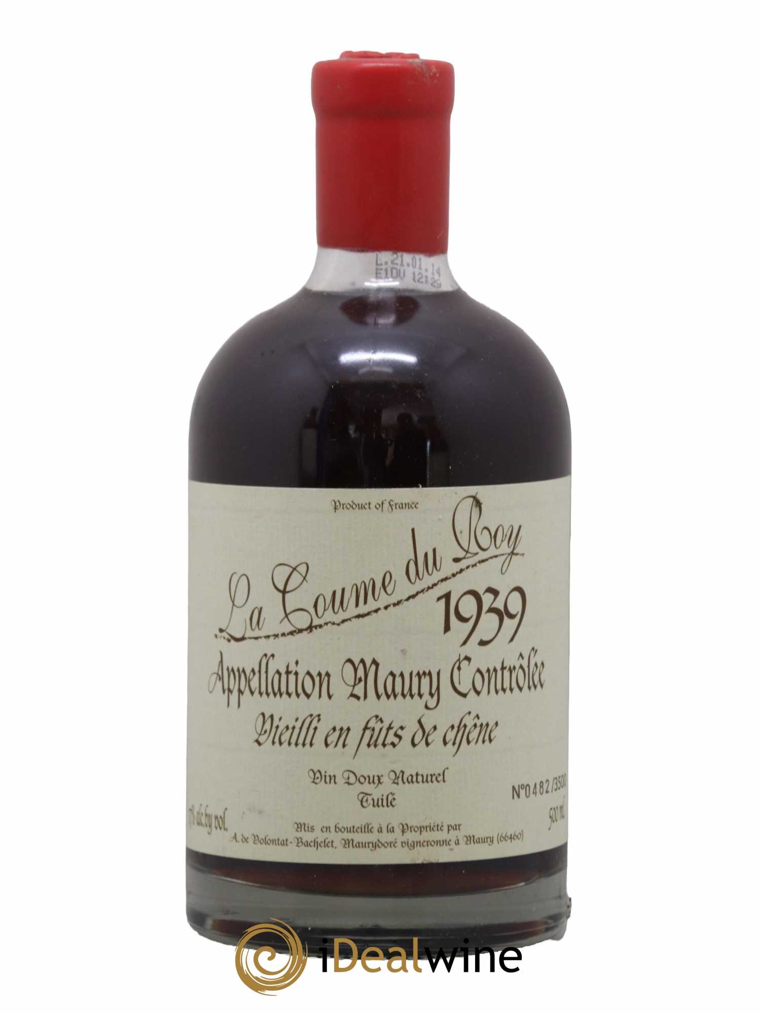 Maury Vin Doux Naturel Vieilli en Fûts de Chêne Domaine de la Coume du Roy 50 CL 1939 - Lot de 1 bouteille - 0