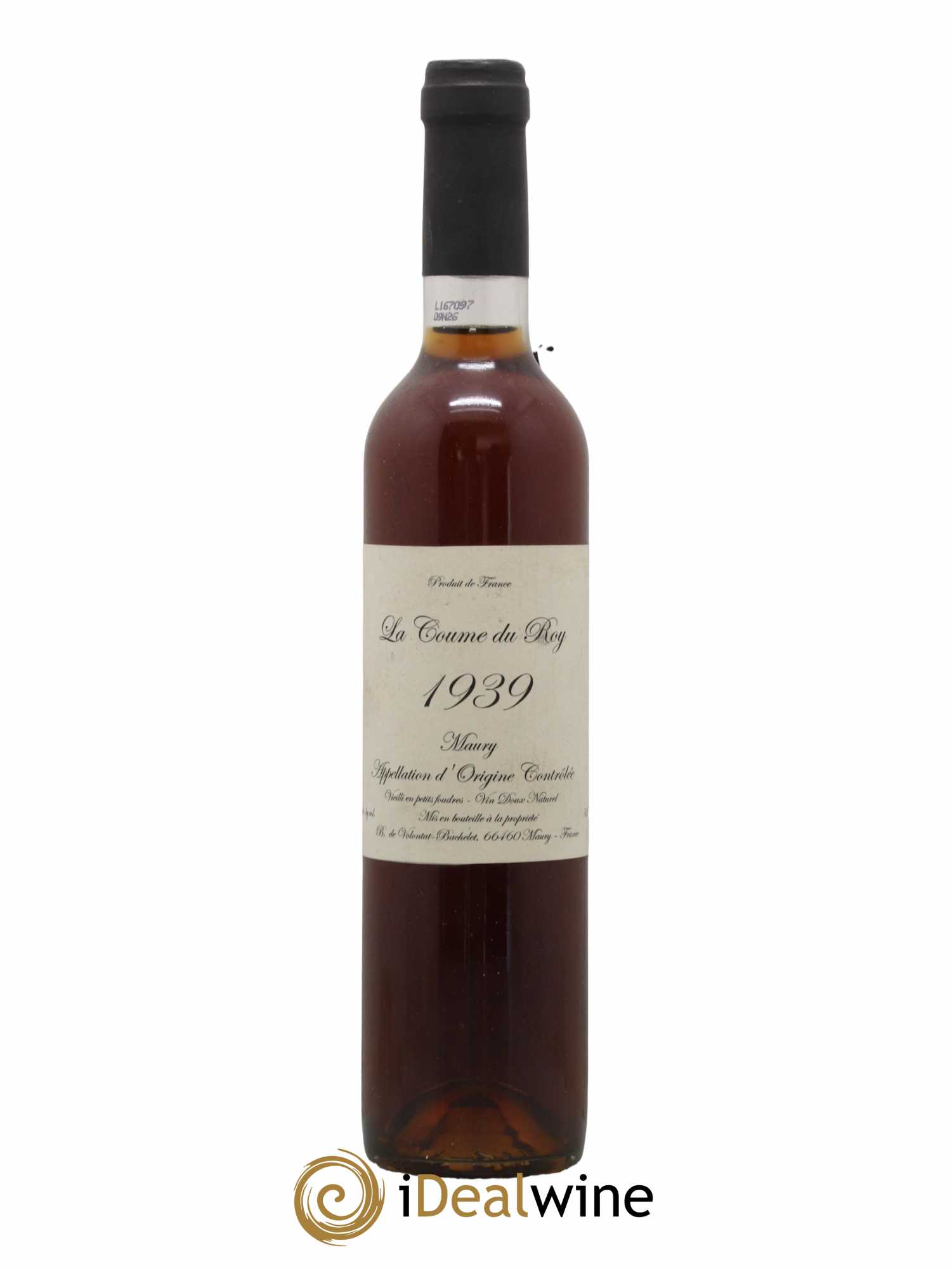 Maury Vin Doux Naturel Vieilli en Foudre Domaine de la Coume du Roy 50 CL 1939 - Lot de 1 bouteille - 0