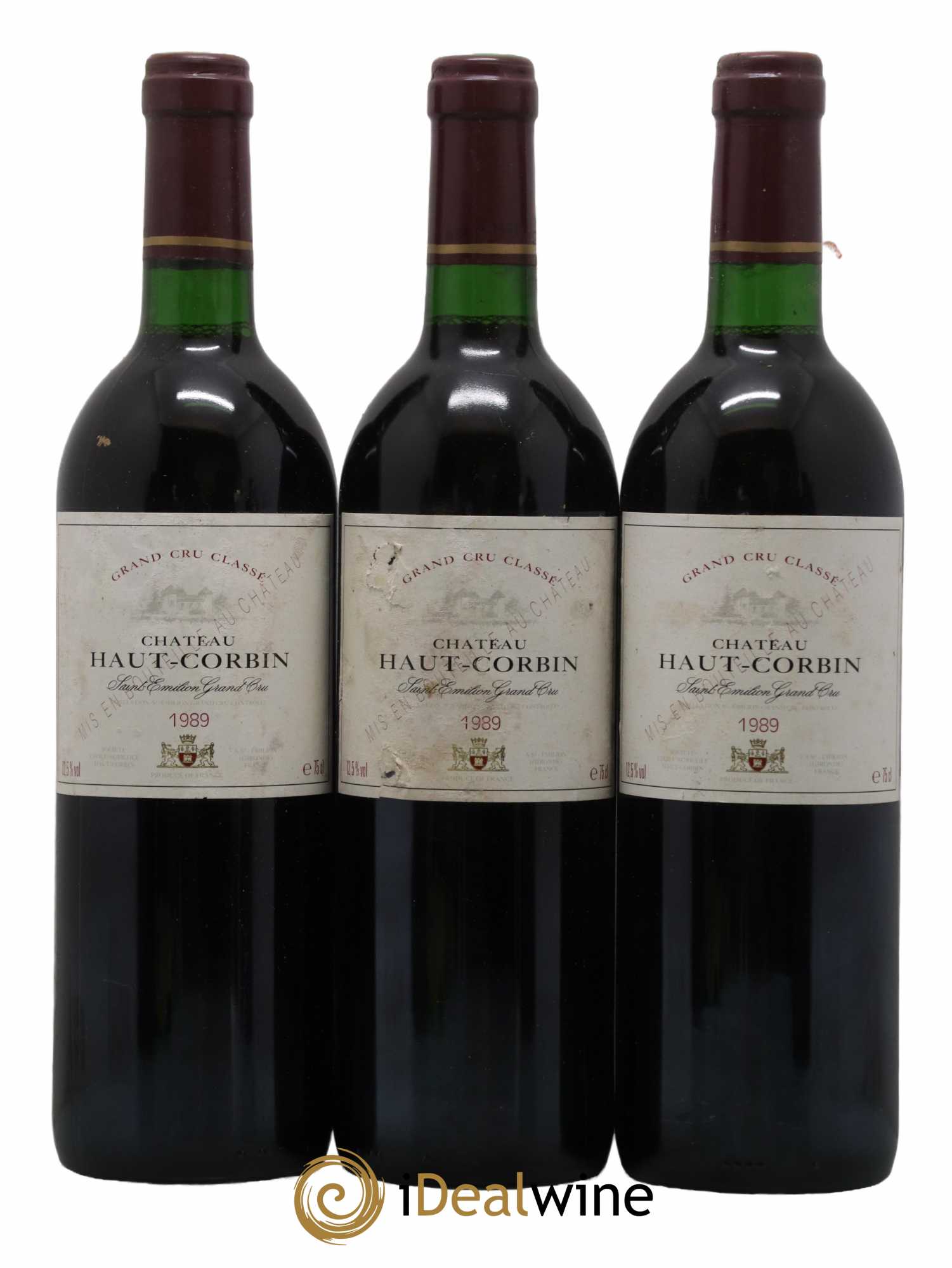 Château Haut Corbin Grand Cru 1989 - Lot de 3 bouteilles - 0