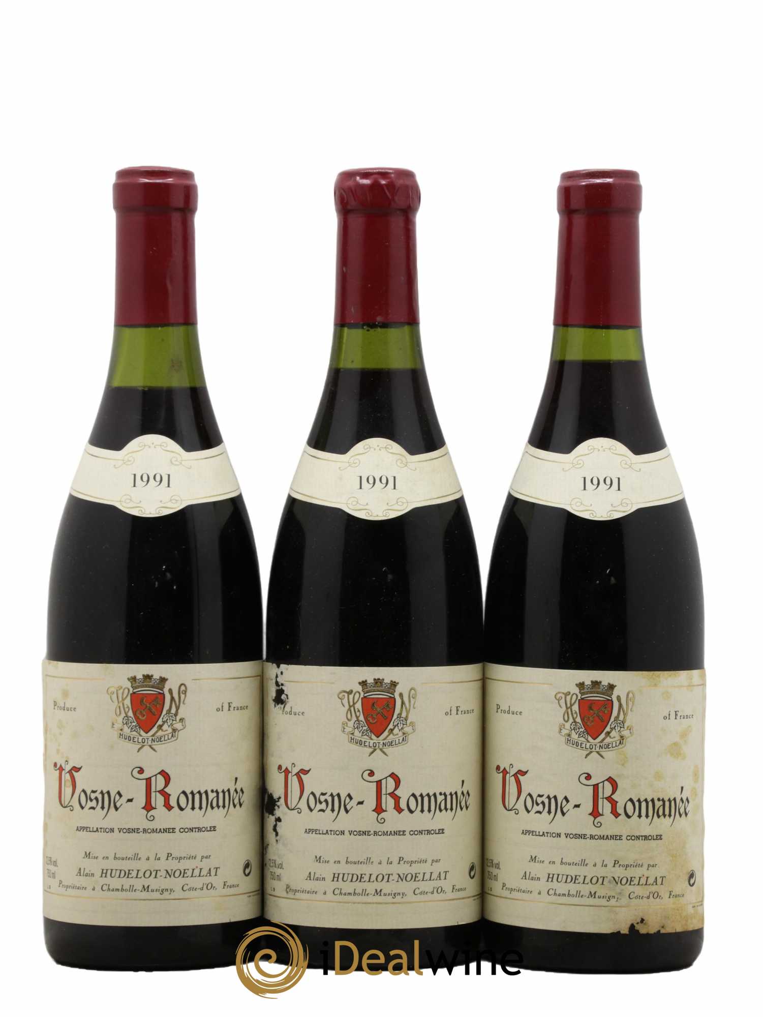 Vosne-Romanée Hudelot-Noëllat 1991 - Lot de 3 bouteilles - 0