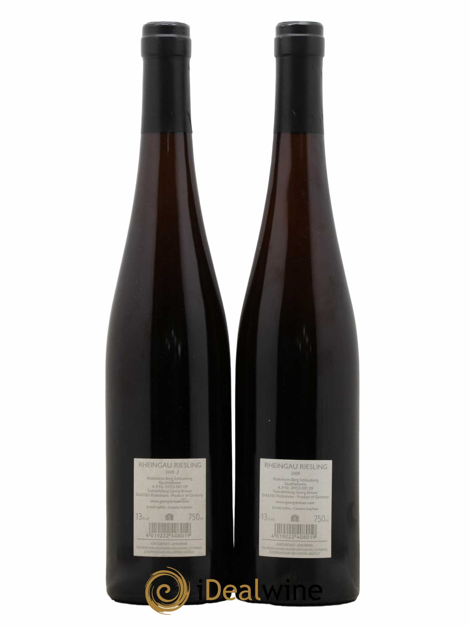 Riesling Rüdesheim Berg Schlossberg Georg Breuer 2008 - Lot of 2 bottles - 1